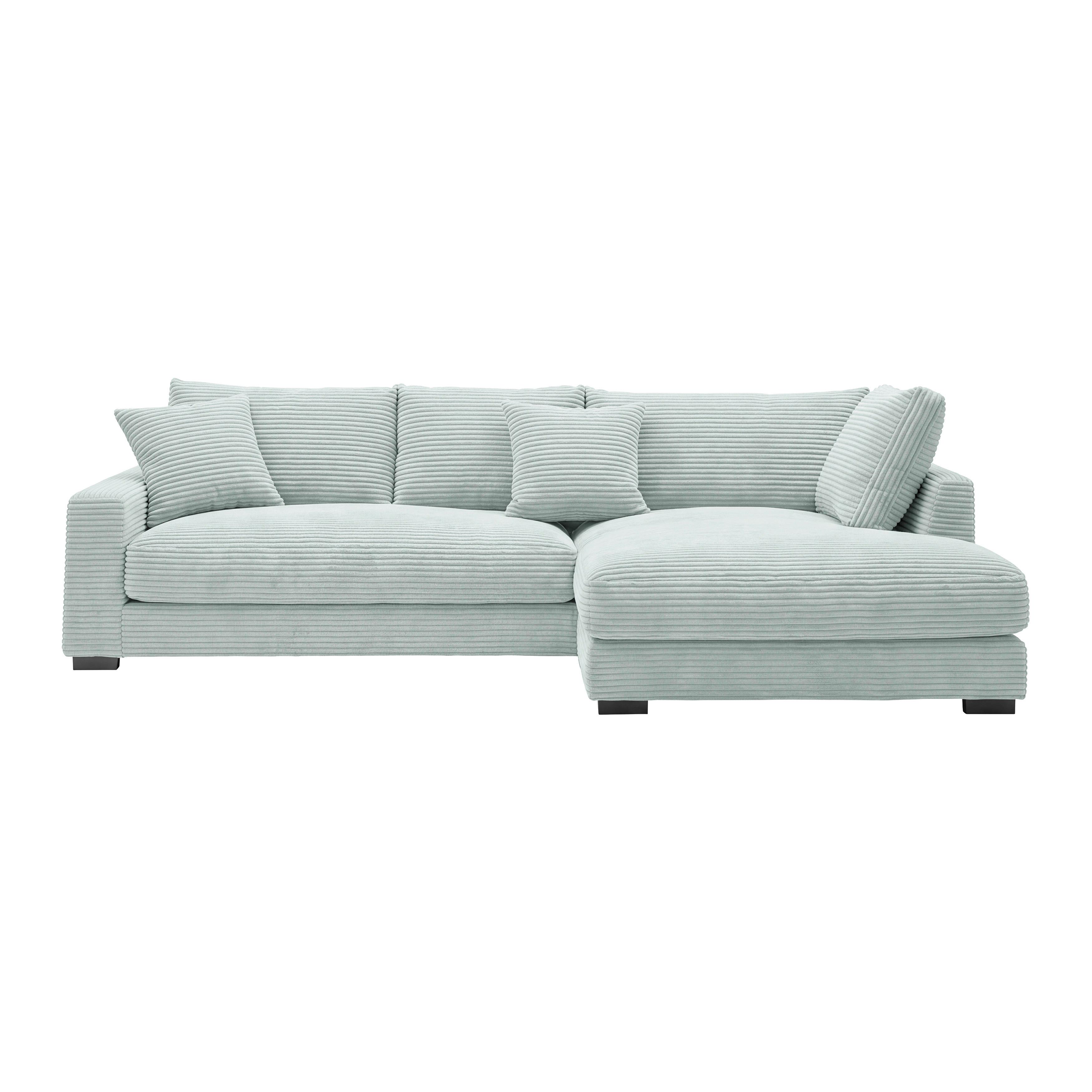 Ecksofa Pedro Salbeigrün - Salbeigrün/Schwarz, MODERN, Kunststoff/Textil (300/190cm) - Mömax