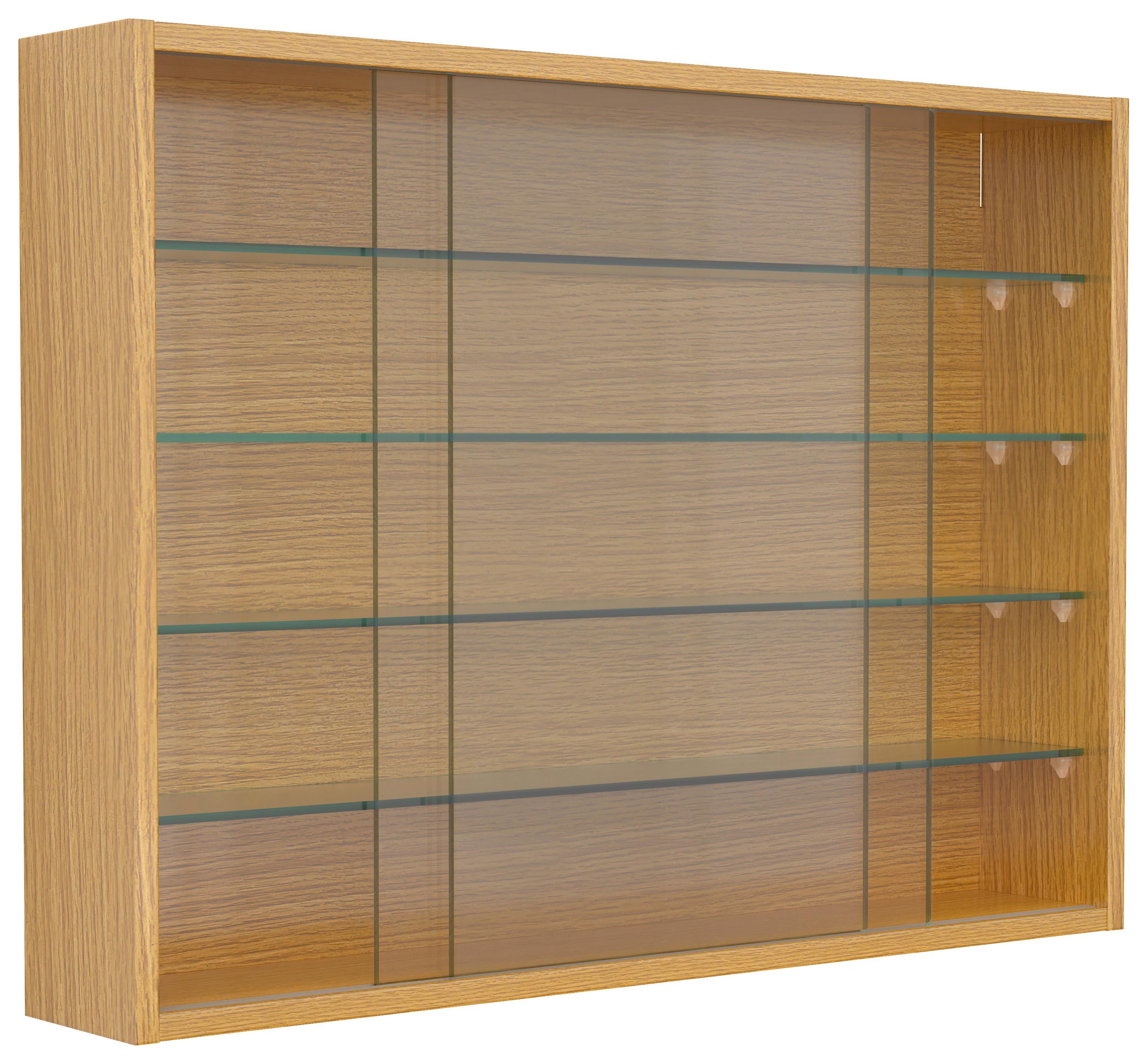 Viseča Vitrina Drivalo L, Barva Hrasta - medeni hrast/prosojno, Design, steklo/leseni material (75/55/12cm) - MID.YOU