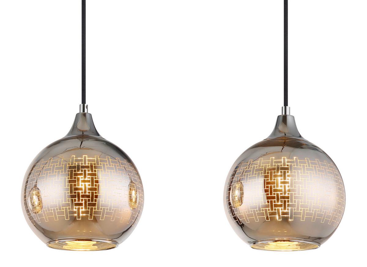 LAMPA WISZĄCA LOTTE - kolor srebrny/kolor chromowy, Design, metal/szkło (86/20/129cm) - Collet's Monde