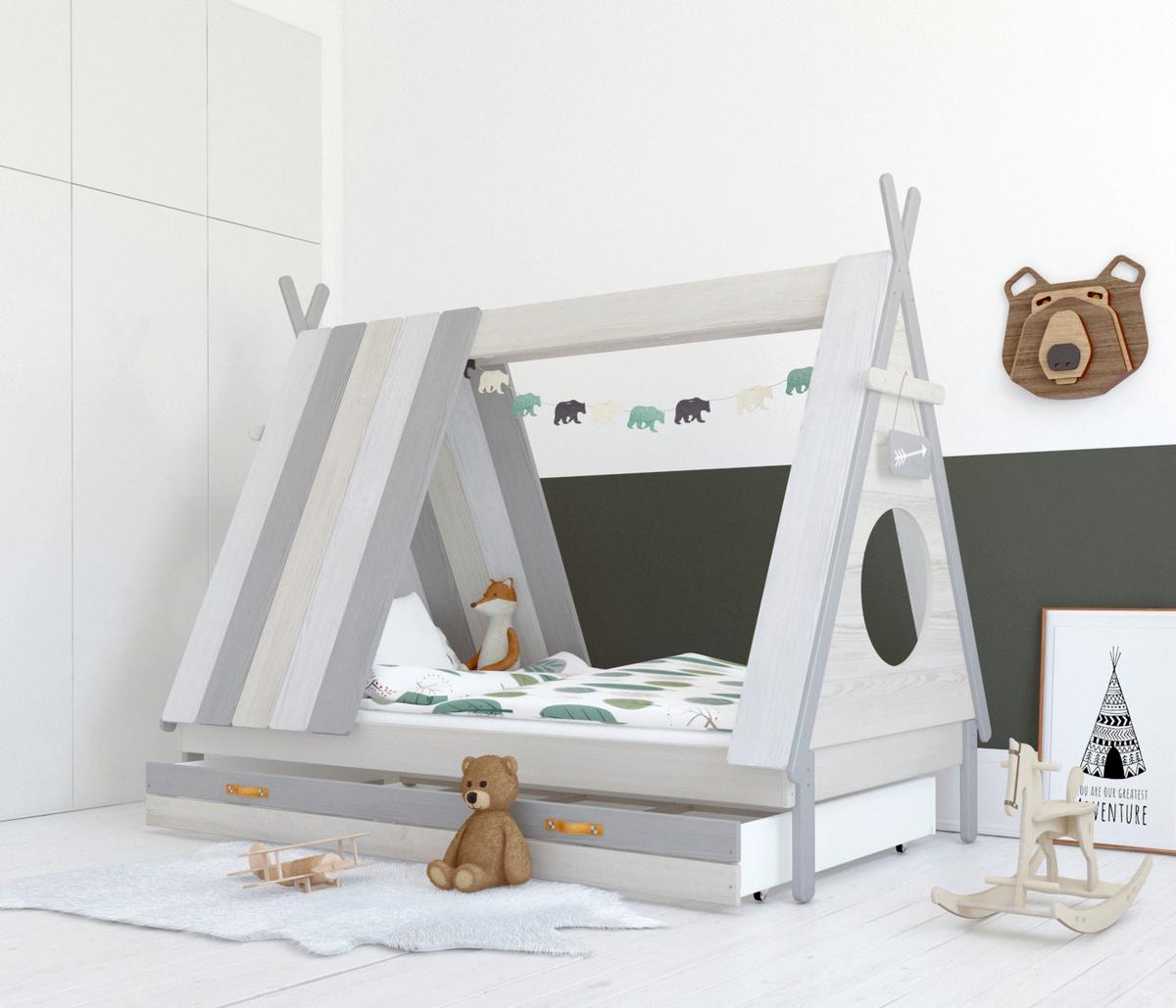 Hausbett ca. 90x200 cm Grau/Weiß - Weiß/Grau, Design, Holz/Holzwerkstoff (90/200cm) - Livetastic