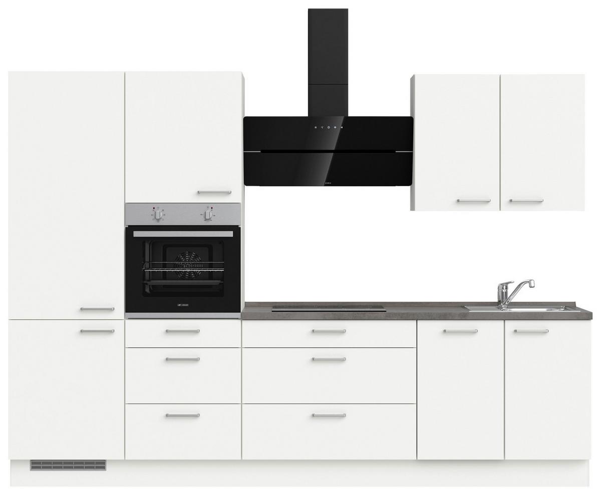 Küchenleerblock Touch High o. Geräte Weiß - Edelstahlfarben/Weiß, MODERN, Holzwerkstoff/Metall (300cm) - Nobilia
