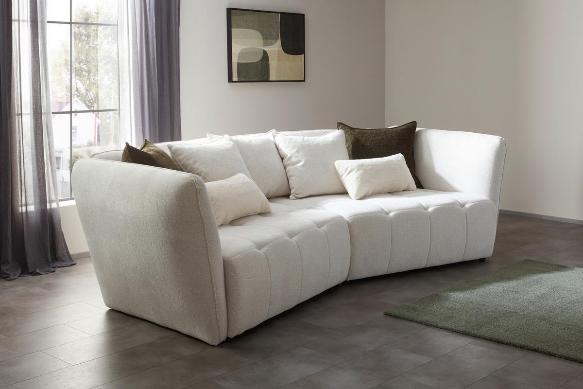 Bigsofa Sofi in Creme - Dunkelgrün/Creme, MODERN, Textil (294/93/152cm) - Premium Living
