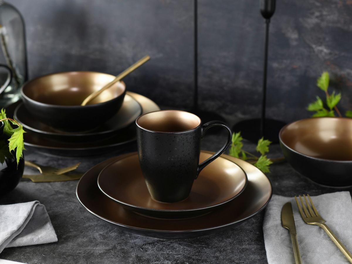 Kombinirani Servis Glamour Gold, 8-Delni - zlate barve/črna, keramika - Creatable