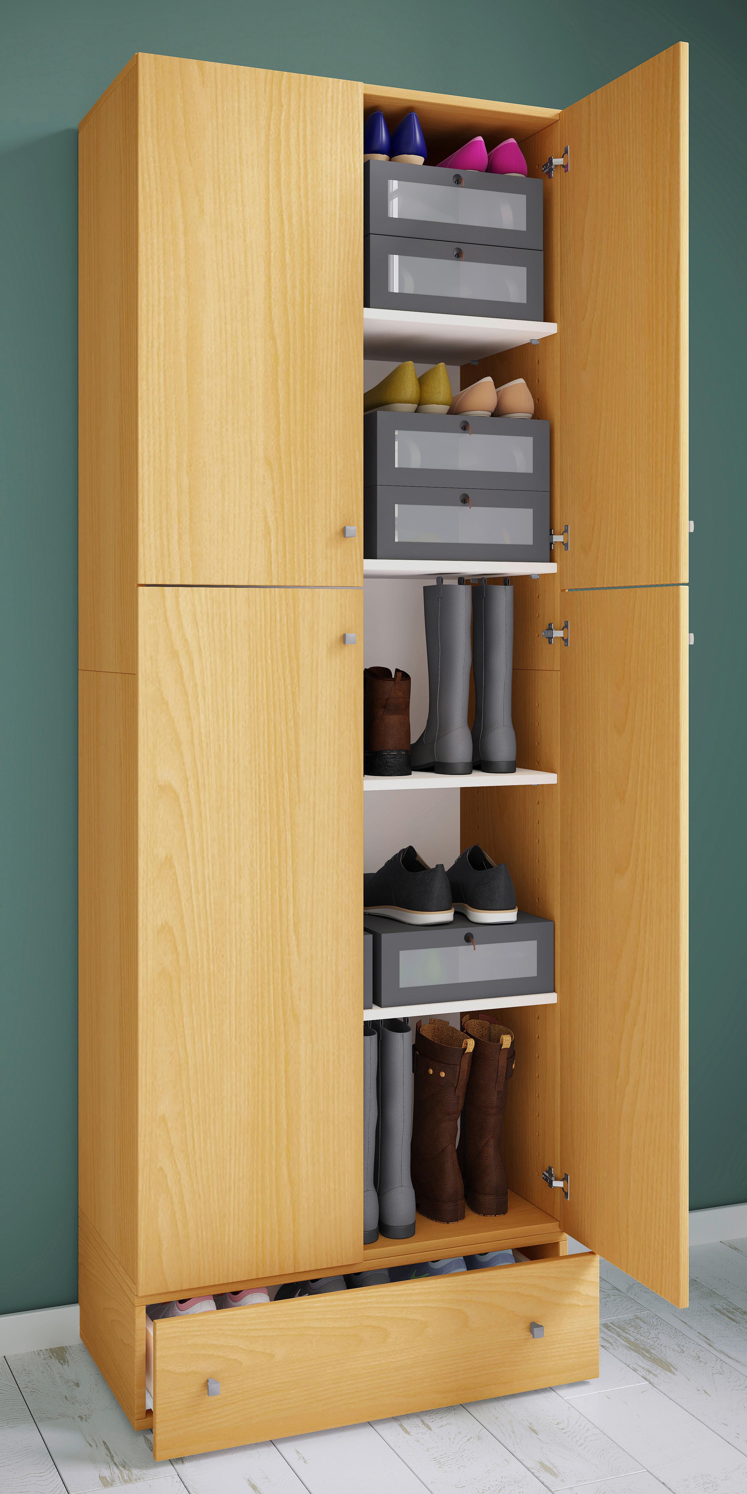 Schuhschrank Lona XXL ca.70x200x39cm Buchefarben - Buchefarben/Schwarz, KONVENTIONELL, Holzwerkstoff/Kunststoff (70/200/39cm) - MID.YOU