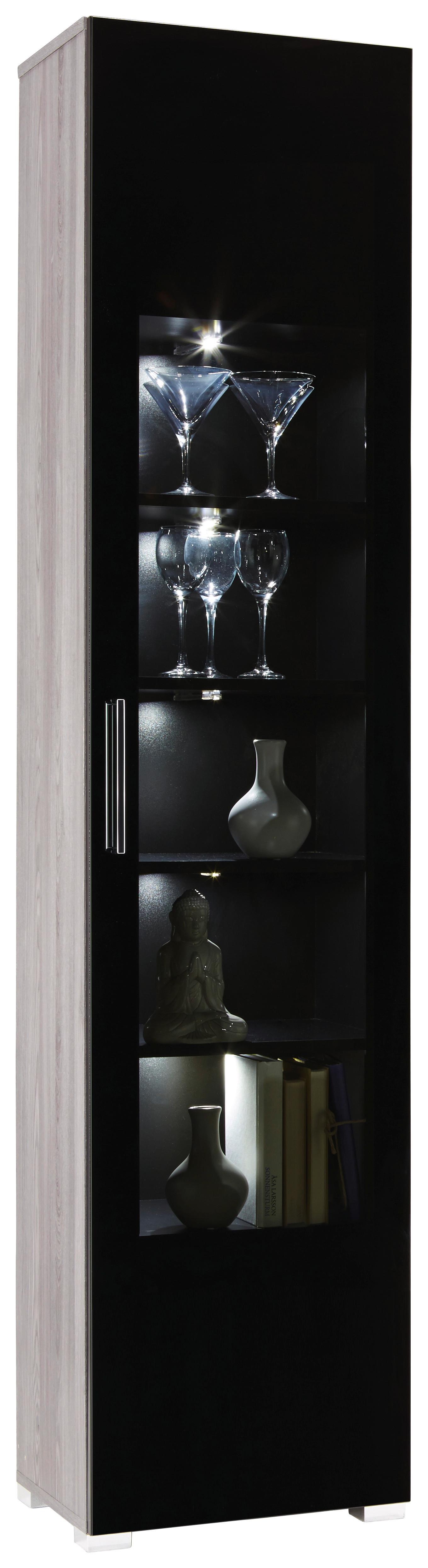 Vitrine in Lärchefarben - Chromfarben/Silberfarben, MODERN, Holzwerkstoff/Kunststoff (45/199/35cm) - Premium Living