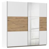 Omara Z Drsnimi Vrati Foster, Bela, Hrast, Ogledalo, 218 Cm - bela/barve aluminija, Konvencionalno, kovina/leseni material (218/210/59cm)