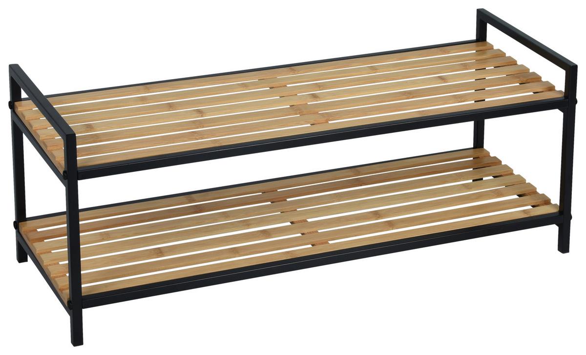 Schuhregal in Braun/Schwarz - Schwarz/Braun, Modern, Holz/Metall (74/29/26cm) - ecoTree