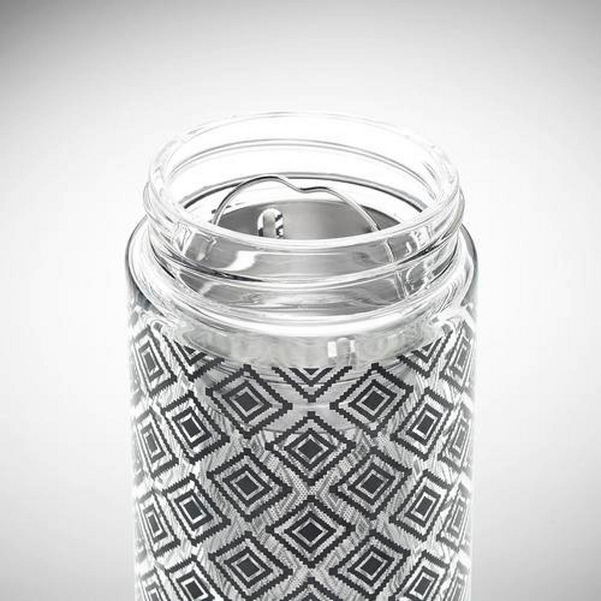 Trinkflasche Lime Affaire ca. 430ml - Klar/Schwarz, LIFESTYLE, Glas/Holz (7/23,5cm) - Premium Living