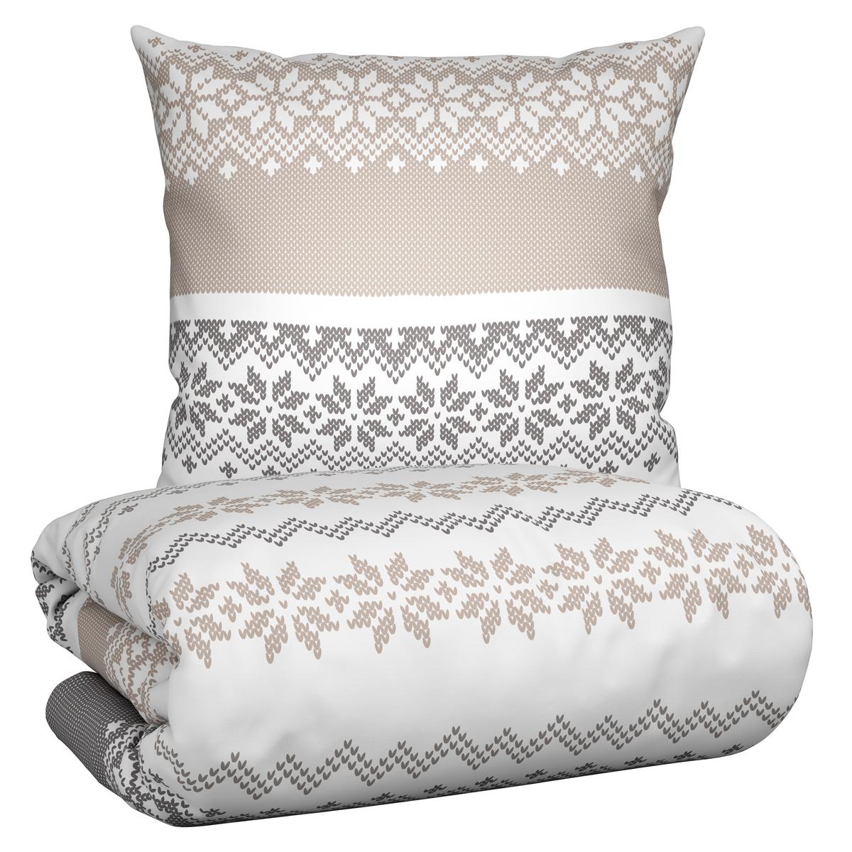 Bettwäsche Snow Rose Grau/Weiß/Beige ca. 135x200cm - Beige/Weiß, Textil (135/200cm) - Mömax