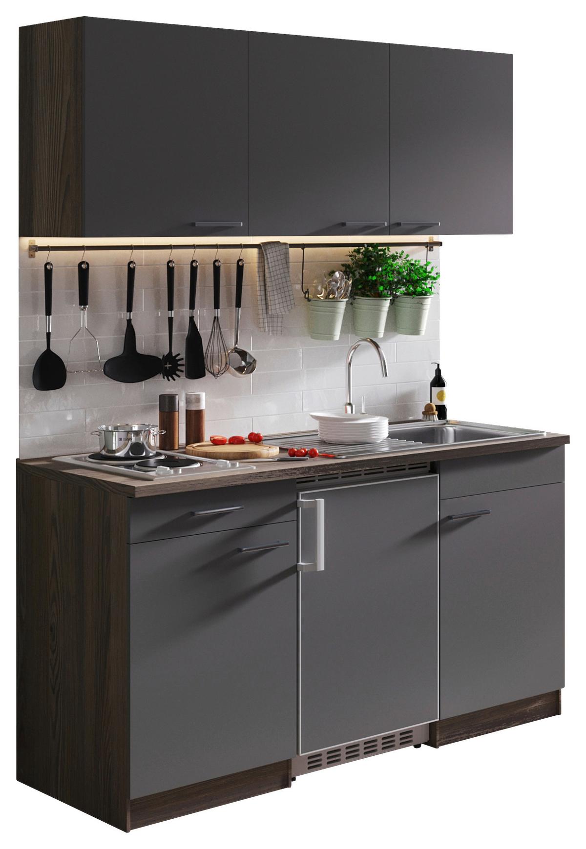 Majhna Kuhinja Z Aparati Oliver,  Barva Hrasta, Siva - siva/barve hrasta, Basics, umetna masa/leseni material (150cm) - Respekta