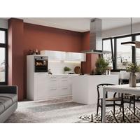 Inselküche Premium Weiss Hochglanz m. Geräten B: 280 cm - Weiß, MODERN, Holzwerkstoff/Metall (280/160cm) - Respekta