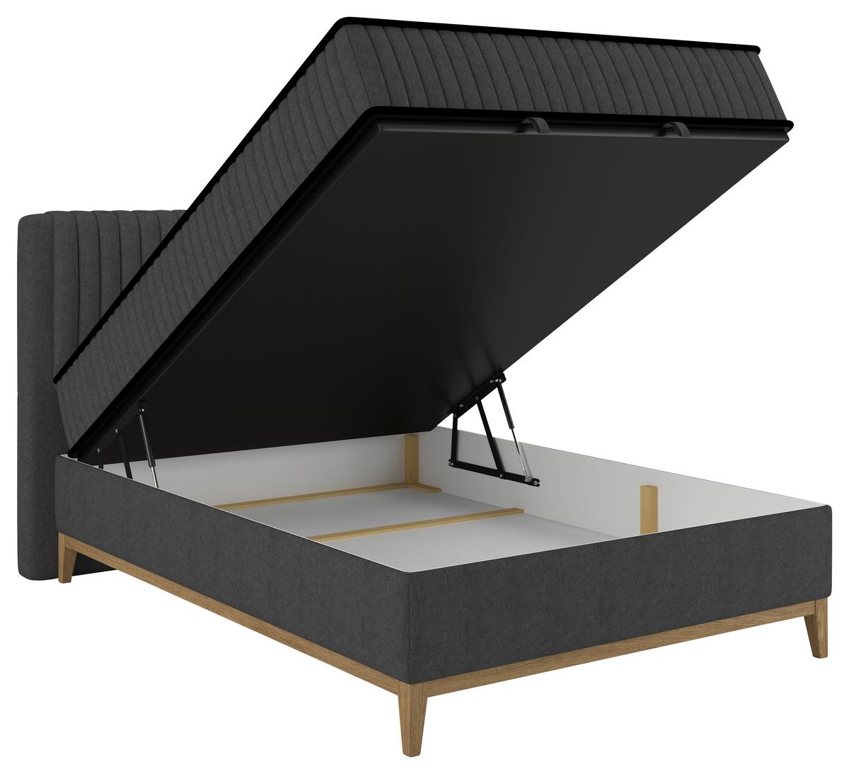 Bett Elena Schwarz ca. 120x200cm - Schwarz, KONVENTIONELL, Holz/Holzwerkstoff (120/200cm) - Sembella