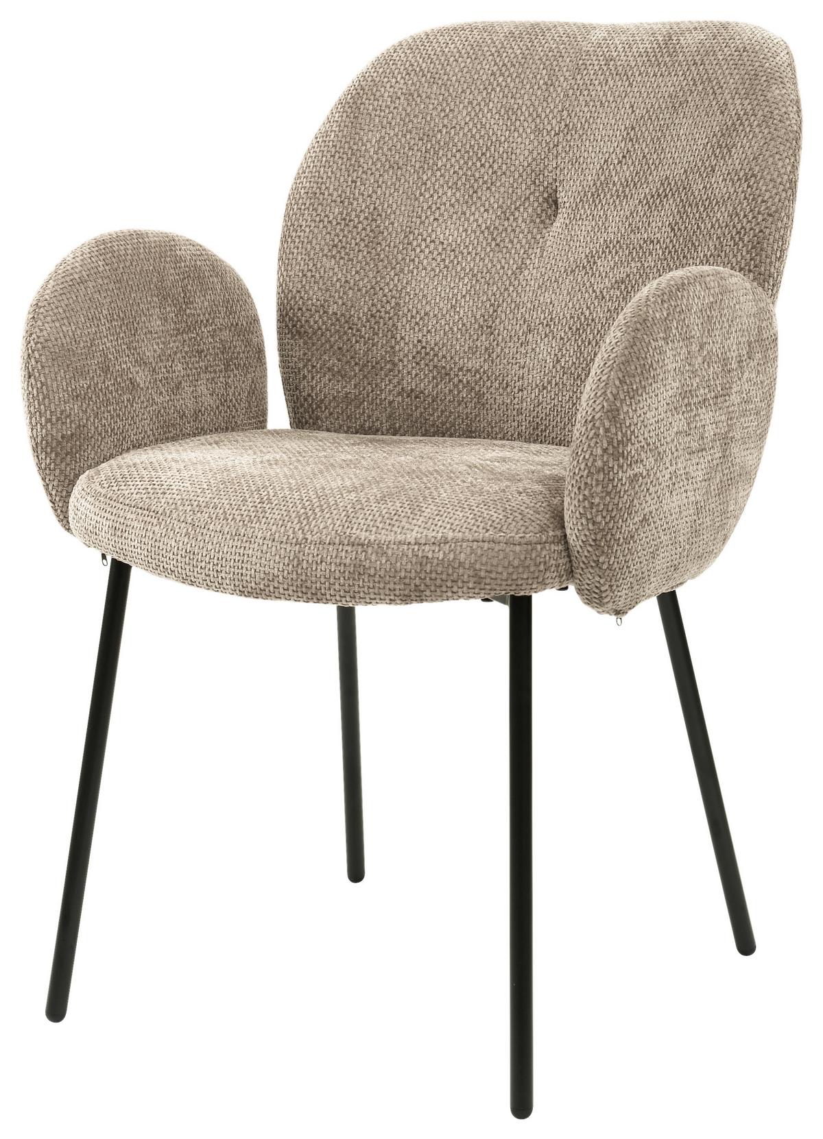 Armlehnstuhl Mara Cappuccino/Schwarz - Schlammfarben/Schwarz, LIFESTYLE, Holz/Textil (60/87/64cm) - Mömax