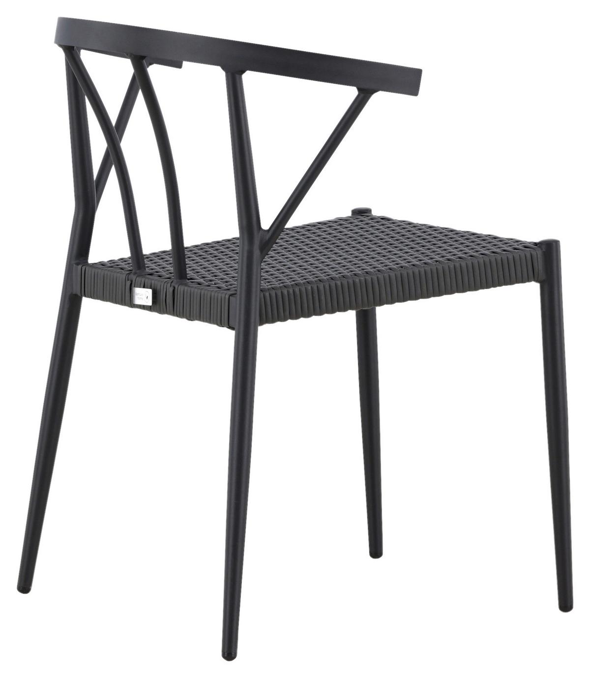 Gartenstuhl 6er-Set Stina ca. 47x79,5x49 cm Schwarz - Schwarz, KONVENTIONELL, Kunststoff/Metall (47/79,5/49cm) - Gardenson