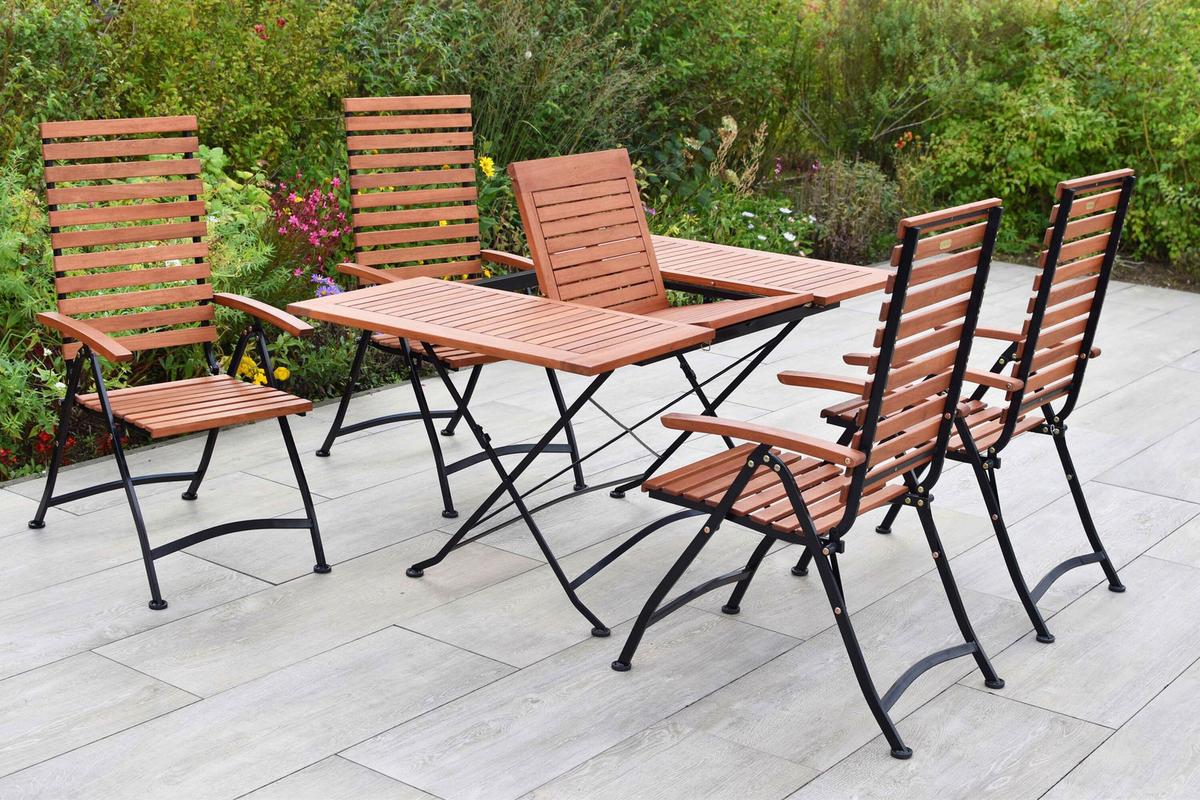 Vrtna Garnitura Eucalyptus, 5-Delna - črna/naravne barve, Konvencionalno, kovina/les - Gardenson