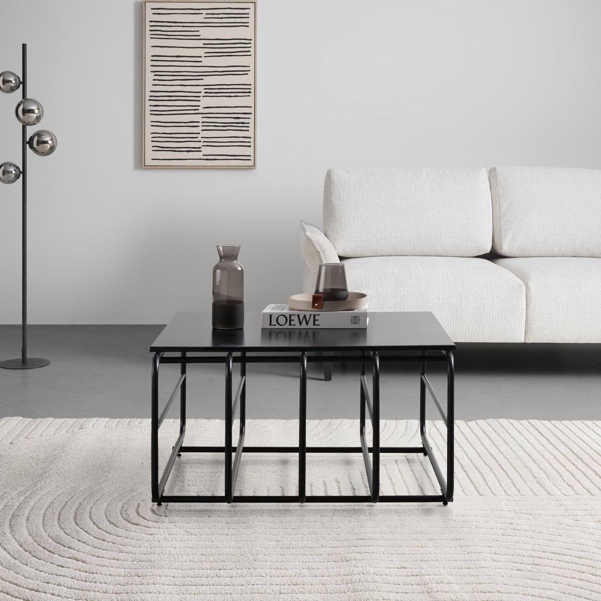 Couchtisch Pipe Schwarz - Schwarz, MODERN, Holzwerkstoff/Metall (70/38/70cm) - Mömax