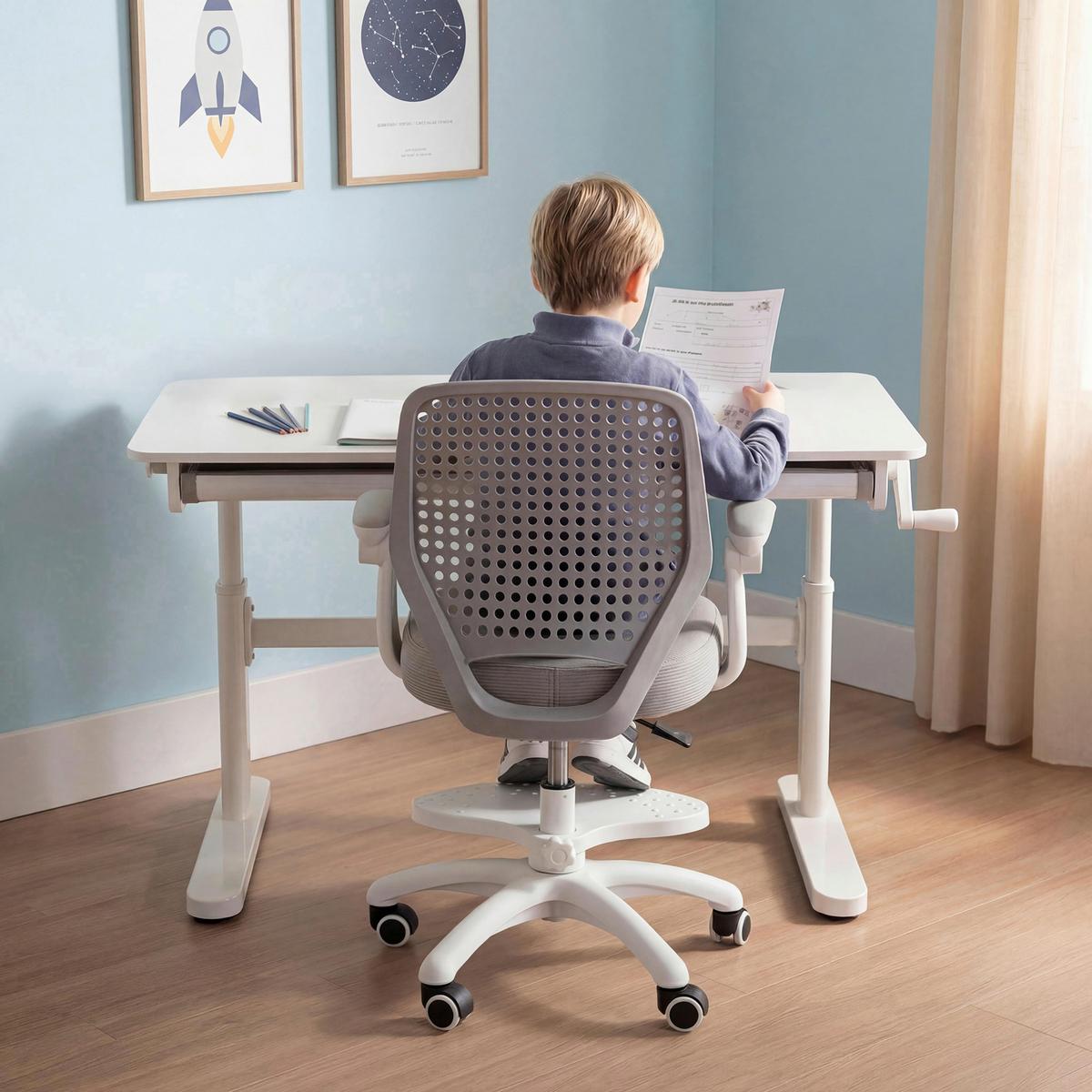 Ifjúsági Forgószék Smart Grow - világosszürke/fehér, Modern, műanyag/faalapú anyag (55/71,5-81,5/45cm) - Roba