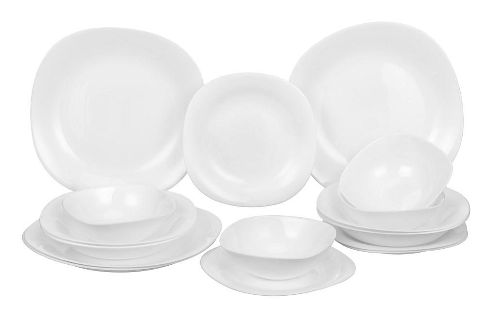 ZASTAWA STOŁOWA VETRO QUADRATO BIANCO - biały, Basics, szkło - Boxxx