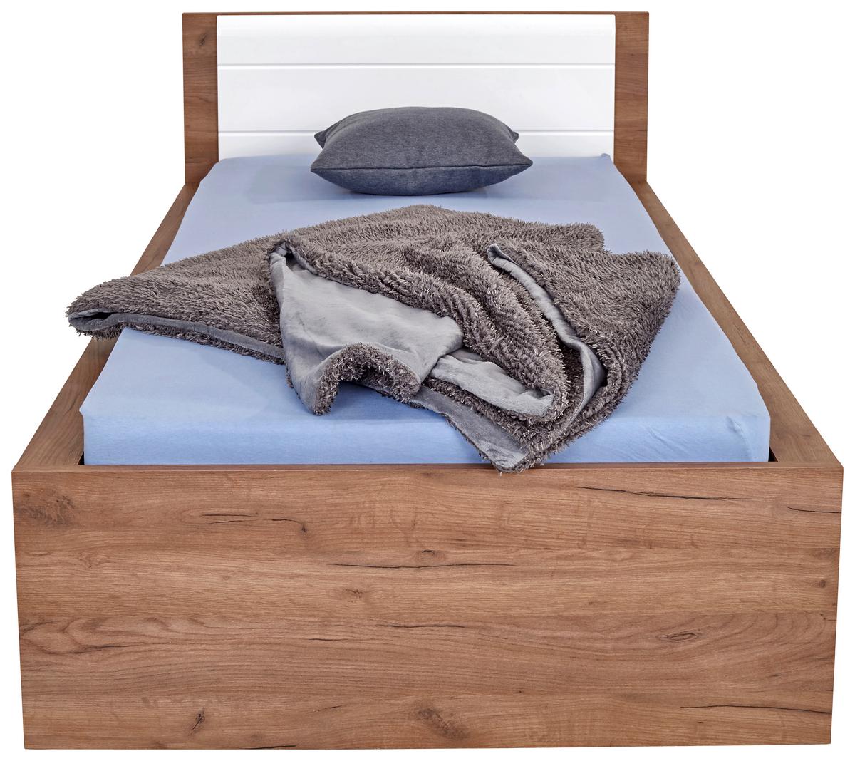 Postelja Avensis New, Temni Hrast, Bela, 90x200 - barve hrasta/bela, Konvencionalno, leseni material/les (90/200cm) - Mömax