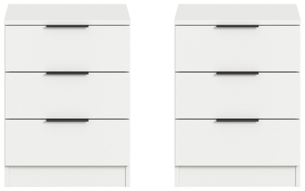Nachtkästchenset KOPENHAGEN ca.45x60x40cm Weiß - Schwarz/Weiß, MODERN, Holzwerkstoff/Kunststoff (45/60/40cm) - MID.YOU
