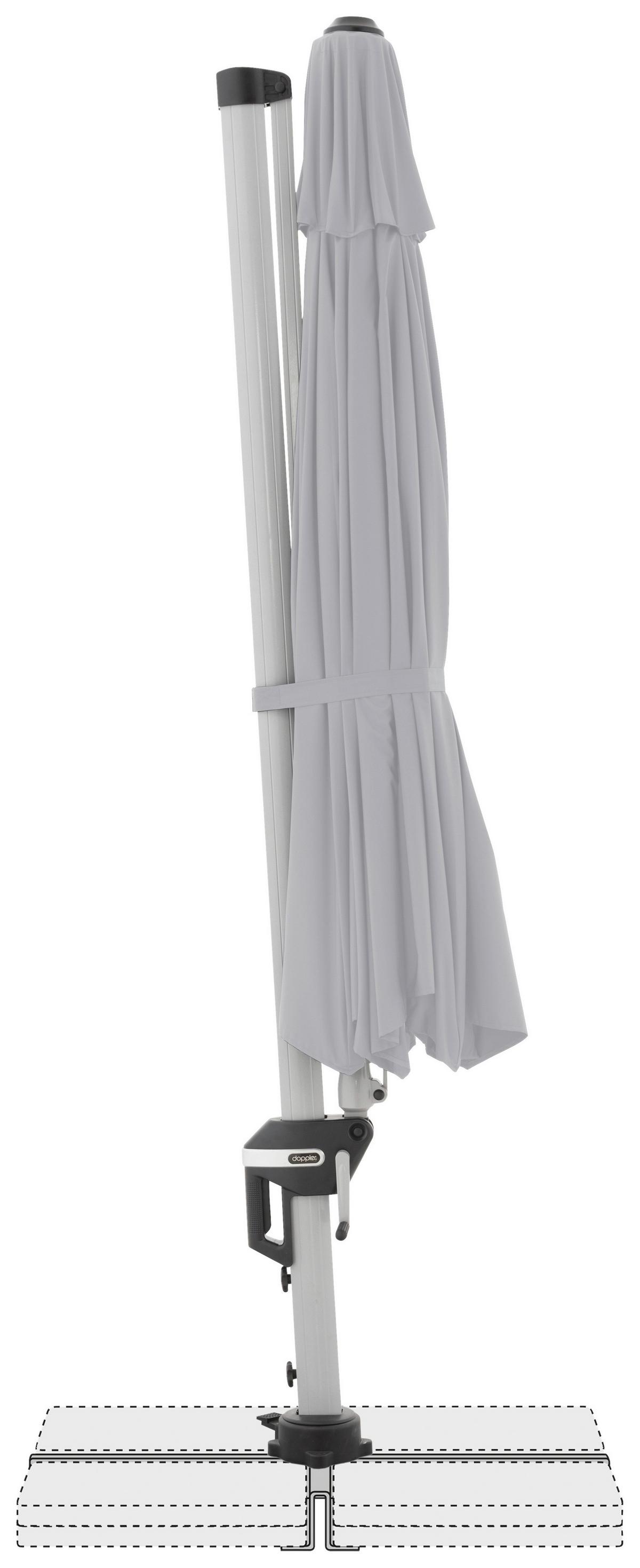 Ampelschirm Active Hellgrau ca. 370cm - Silberfarben/Hellgrau, Basics, Textil/Metall (370cm) - Doppler