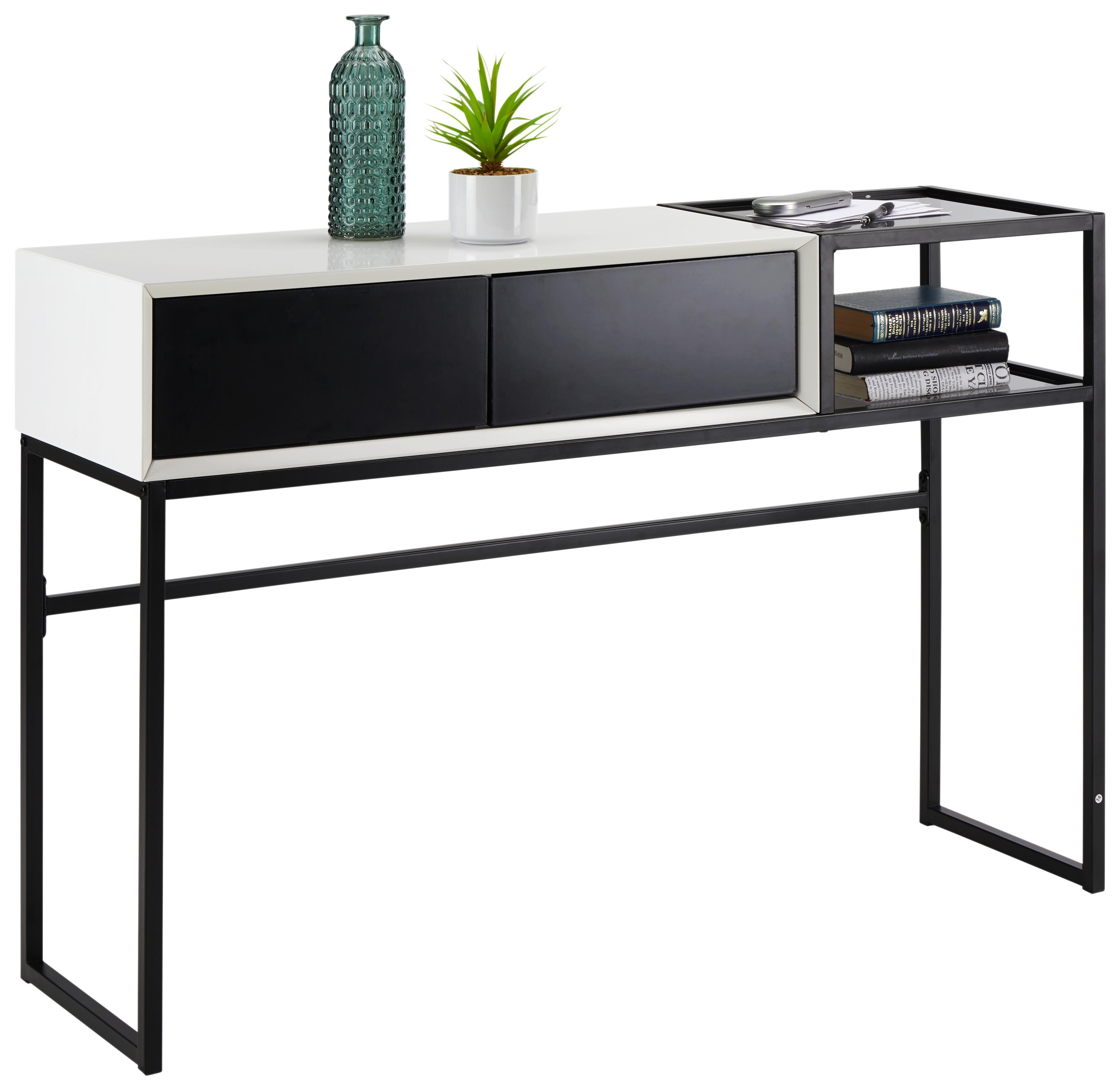 Konsole in Schwarz/Weiß - Schwarz/Weiß, MODERN, Glas/Holzwerkstoff (120/80/35cm) - Modern Living