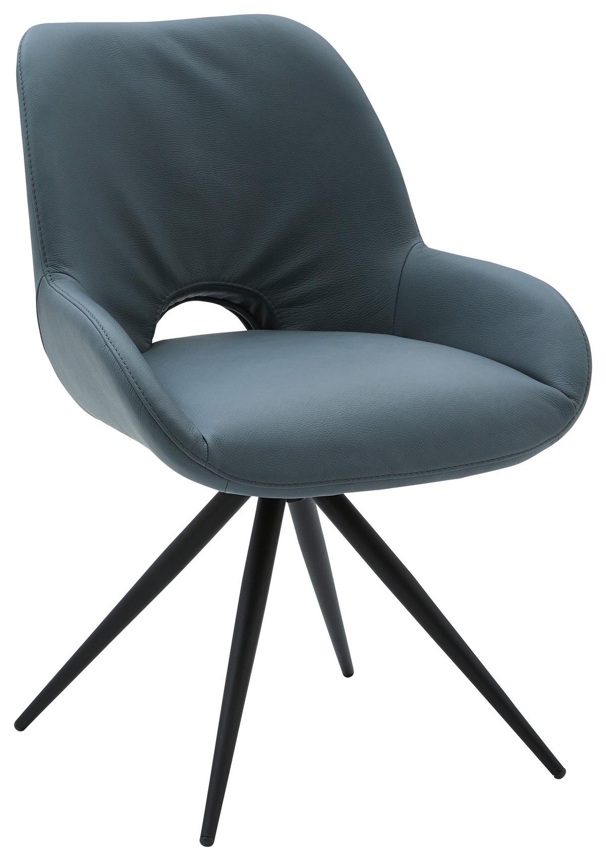 KRZESŁO TURN DIETER KNOLL - petrol/czarny, Design, skóra/metal (58/83/63cm) - Dieter Knoll