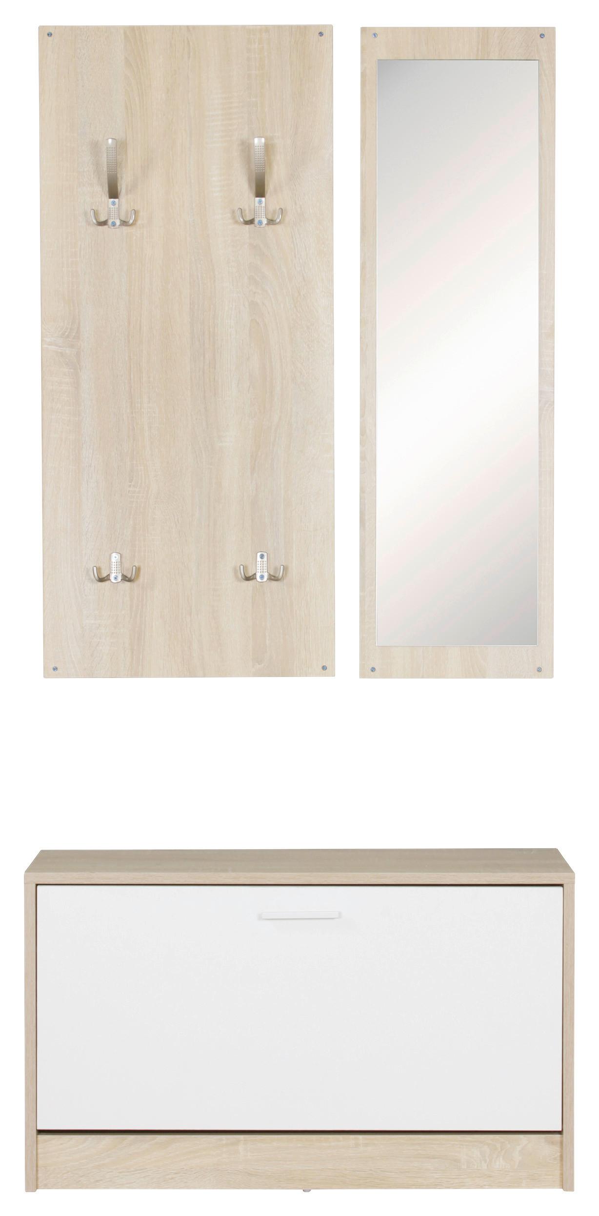 Garderoben-Set Jana ca.80x147x27cm Weiß - Sonoma Eiche, MODERN, Holzwerkstoff (80/147/27cm) - MID.YOU