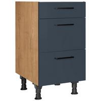 Schubkastenunterschrank Easytouch Blau - Blau/Eichefarben, MODERN, Holzwerkstoff/Metall (45/87/56cm) - Nobilia
