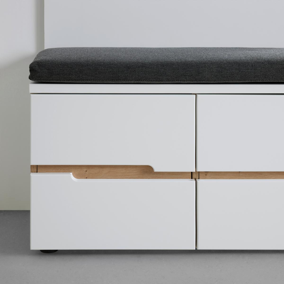 Garderobenbank Dallas Weiß/Eiche Artisan - Schwarz/Weiß, MODERN, Holzwerkstoff/Textil (120/48/38cm) - Mömax