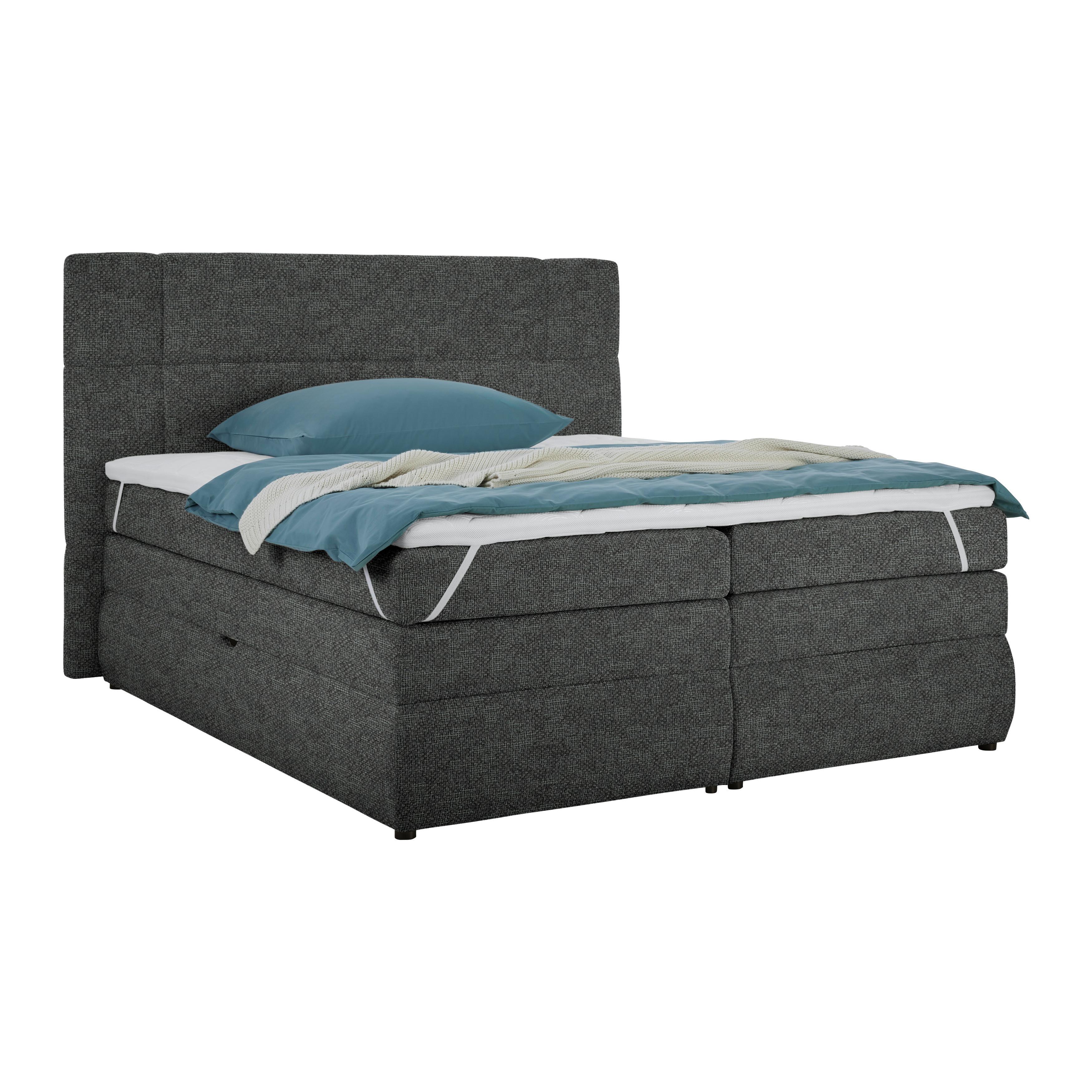 Boxspringbett Palace Graphitfarben ca. 160x200cm - Graphitfarben, KONVENTIONELL, Kunststoff/Textil (160/200cm) - Premium Living