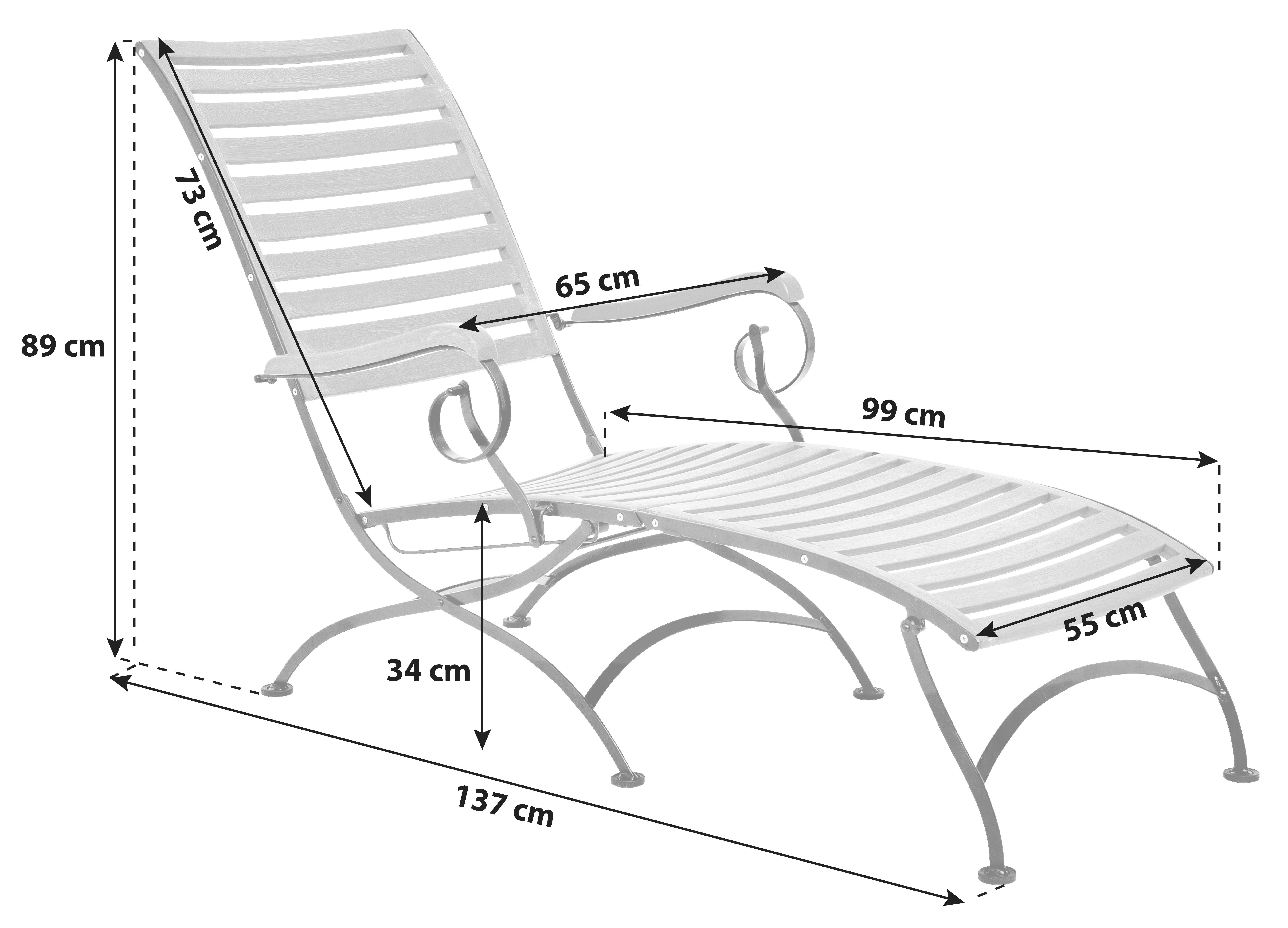 Garten-Relaxliege Schlossgarten aus Eukalyptus - Naturfarben, ROMANTIK / LANDHAUS, Holz/Metall (65/89/137cm) - Gardenson