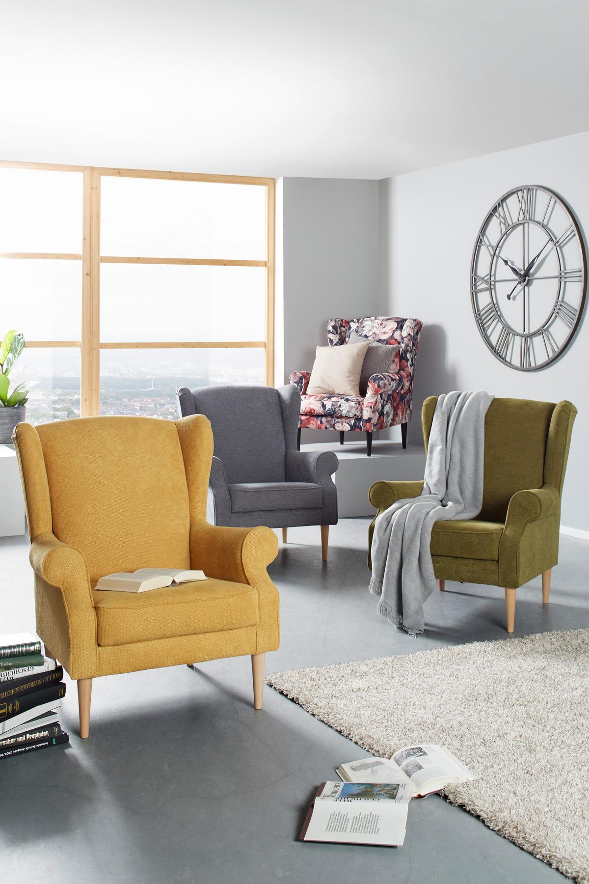 Fotelj Viola - rumena/naravne barve, tekstil (82/95/48/85cm) - Mömax