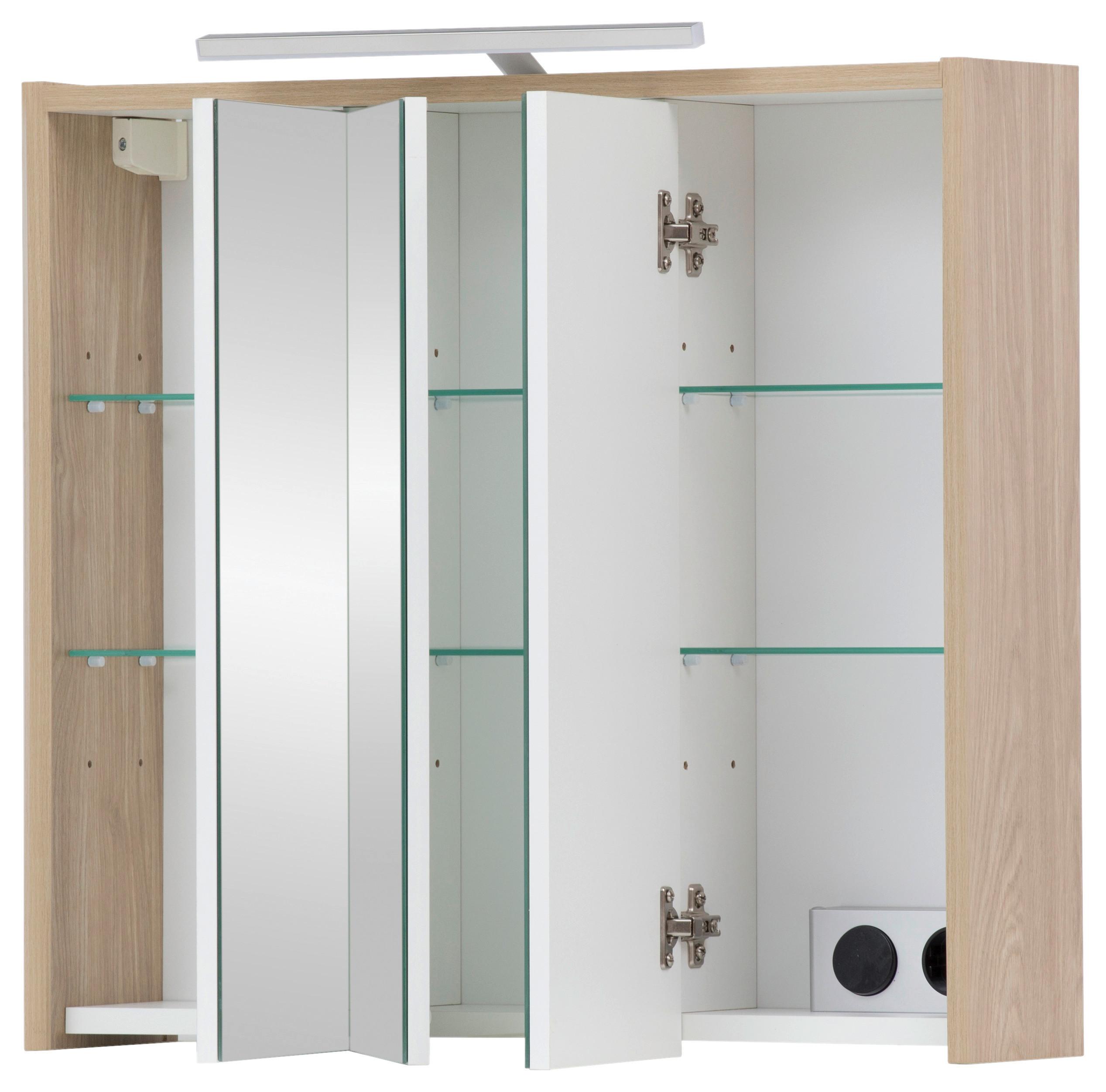 Spiegelschrank Juba SPS 650 - MODERN, Glas/Holzwerkstoff (65/64/16cm) - MID.YOU