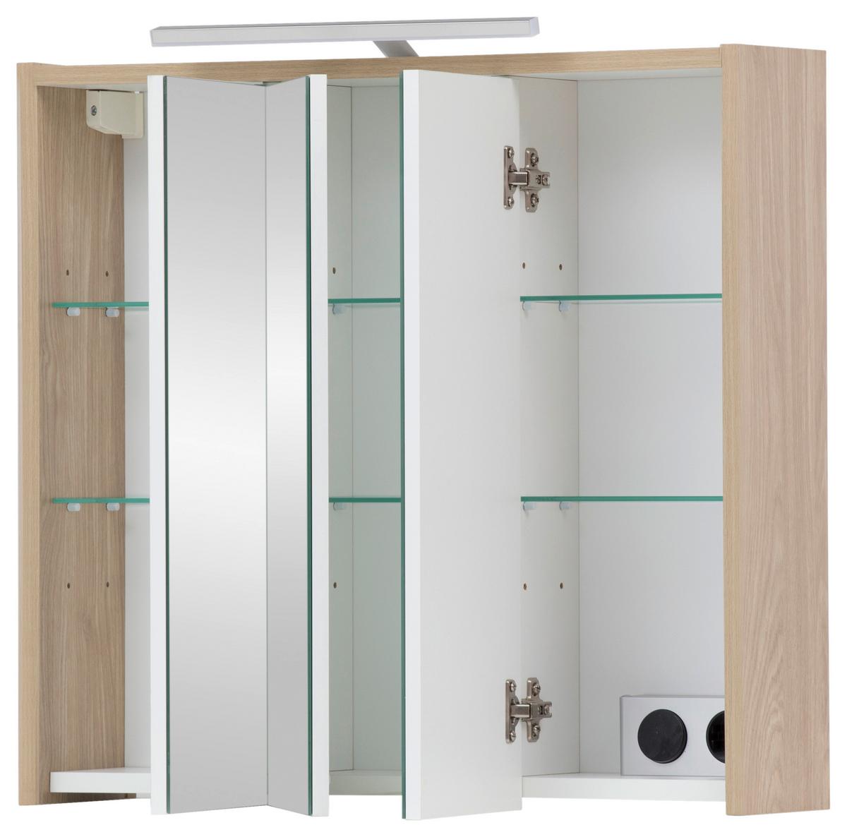 Spiegelschrank Juba SPS 650 - MODERN, Glas/Holzwerkstoff (65/64/16cm) - MID.YOU