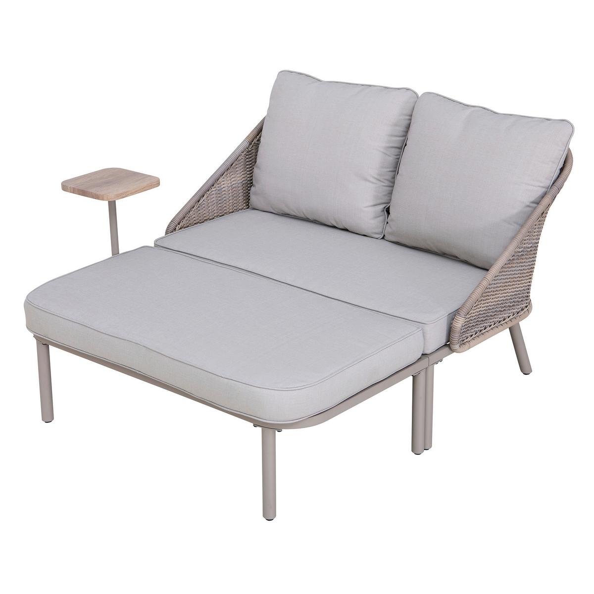 Doppelliege Tagesbett Porto Grau/Naturfarben - Naturfarben/Grau, Basics, Holz/Kunststoff (142/82/128cm) - Modante