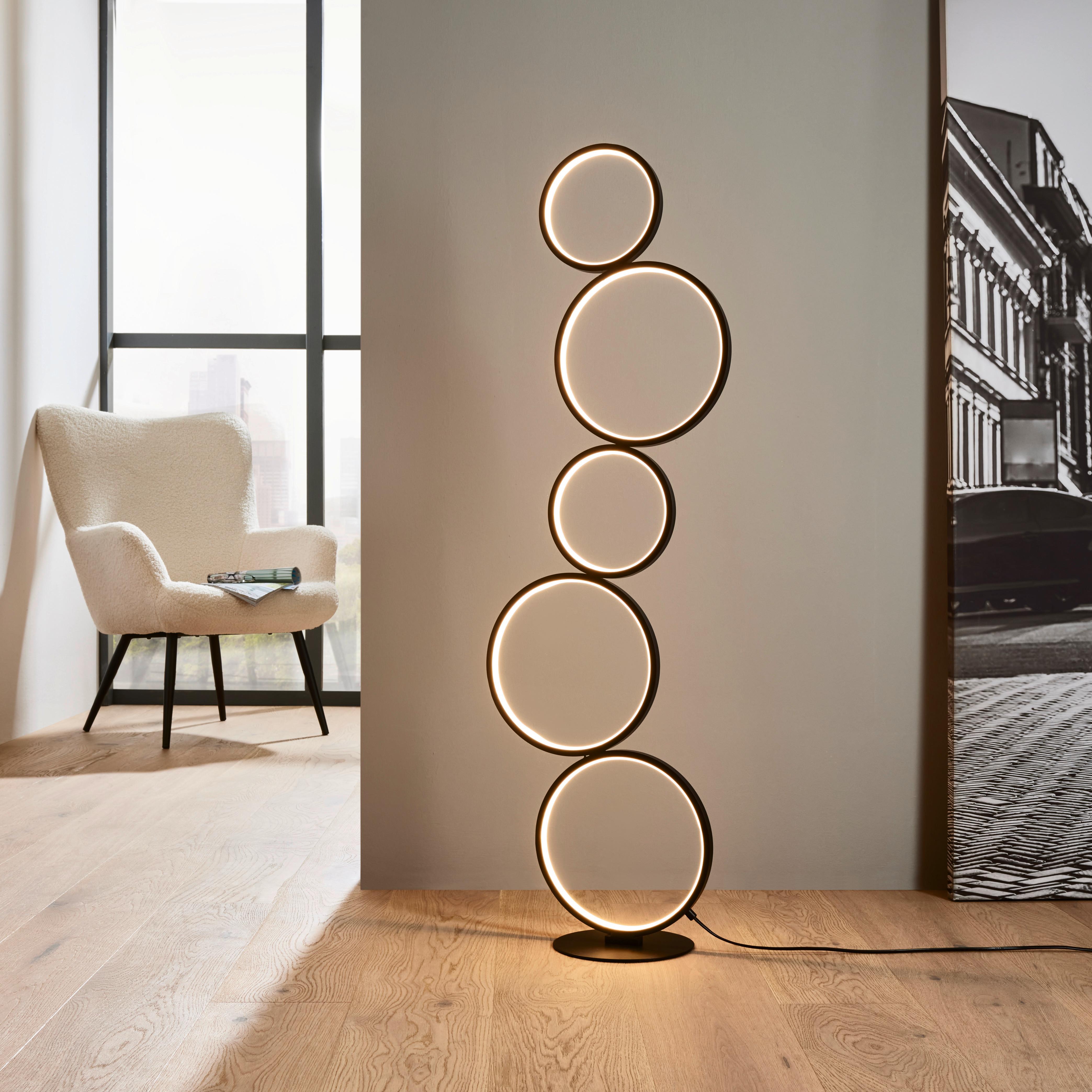 LED Állólámpa Javier - Fekete, modern, Műanyag/Fém (36/115cm) - Modern Living