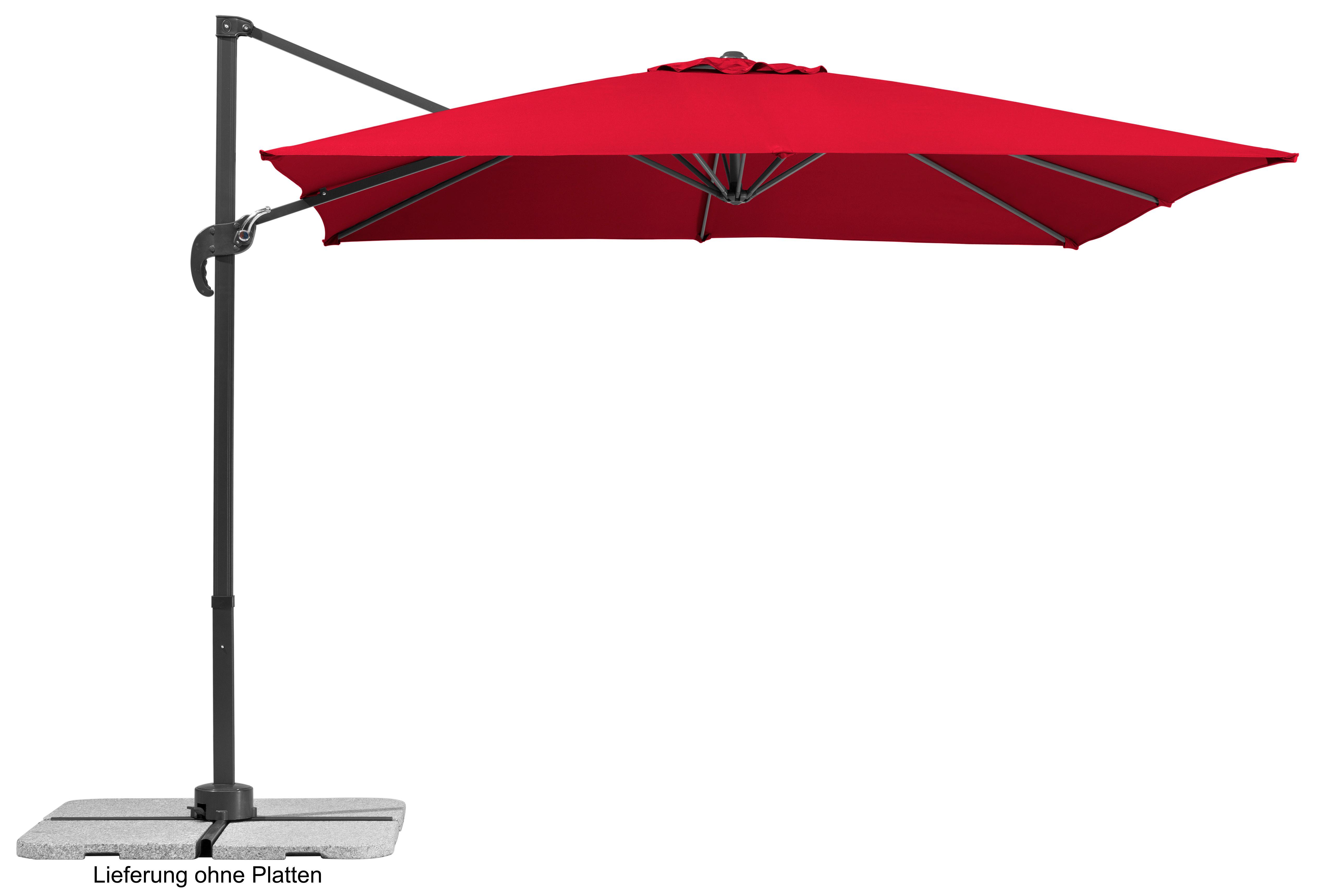 Ampelschirm Rhodos Junior ca.338x239x270cm Rot - Anthrazit/Rot, Basics, Textil/Metall (338/239/270cm) - Schneider