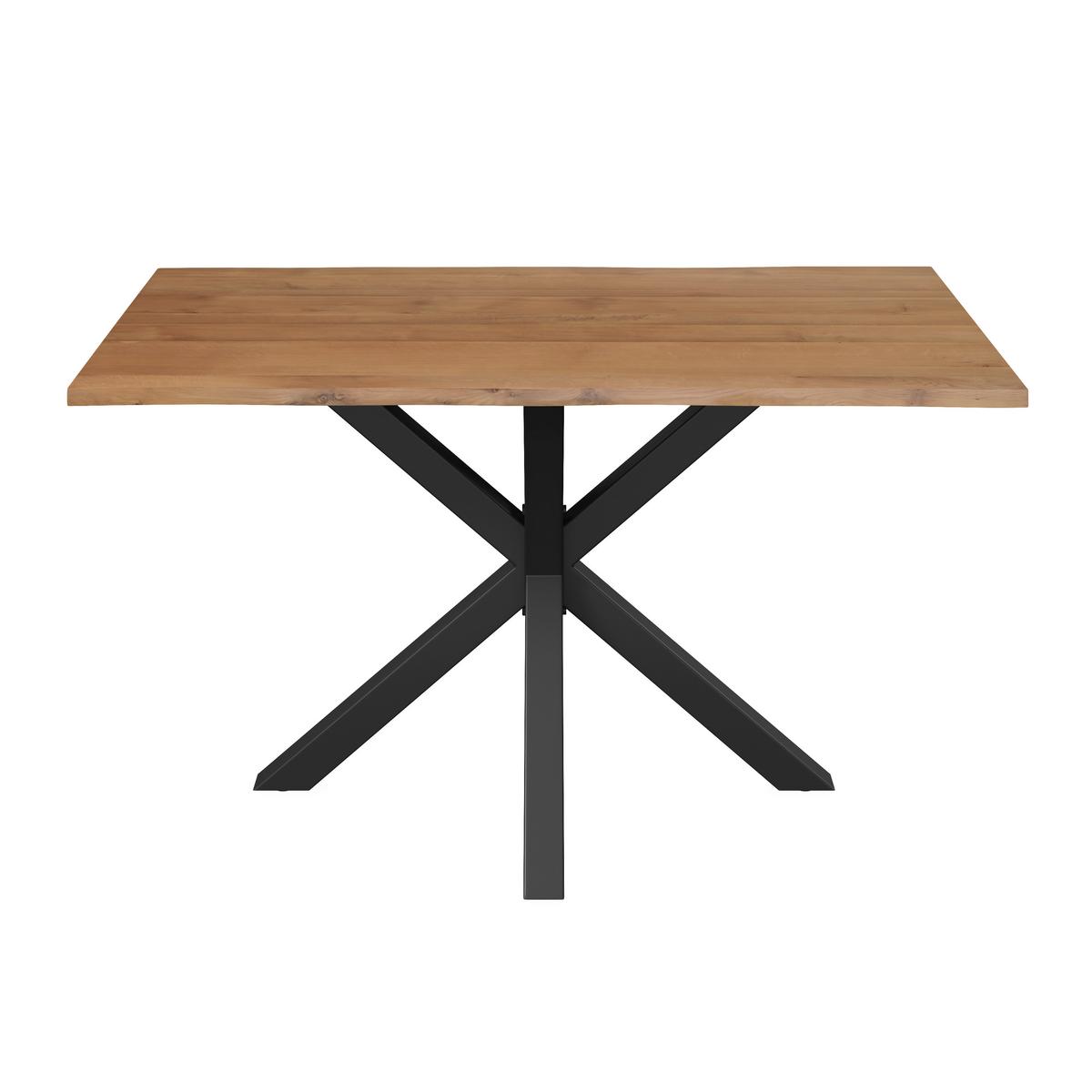 Esstisch Lesley in Holz Eiche massiv ca. 140x80 cm - Eichefarben/Schwarz, MODERN, Holz/Metall (140/80/76cm) - Bessagi Home