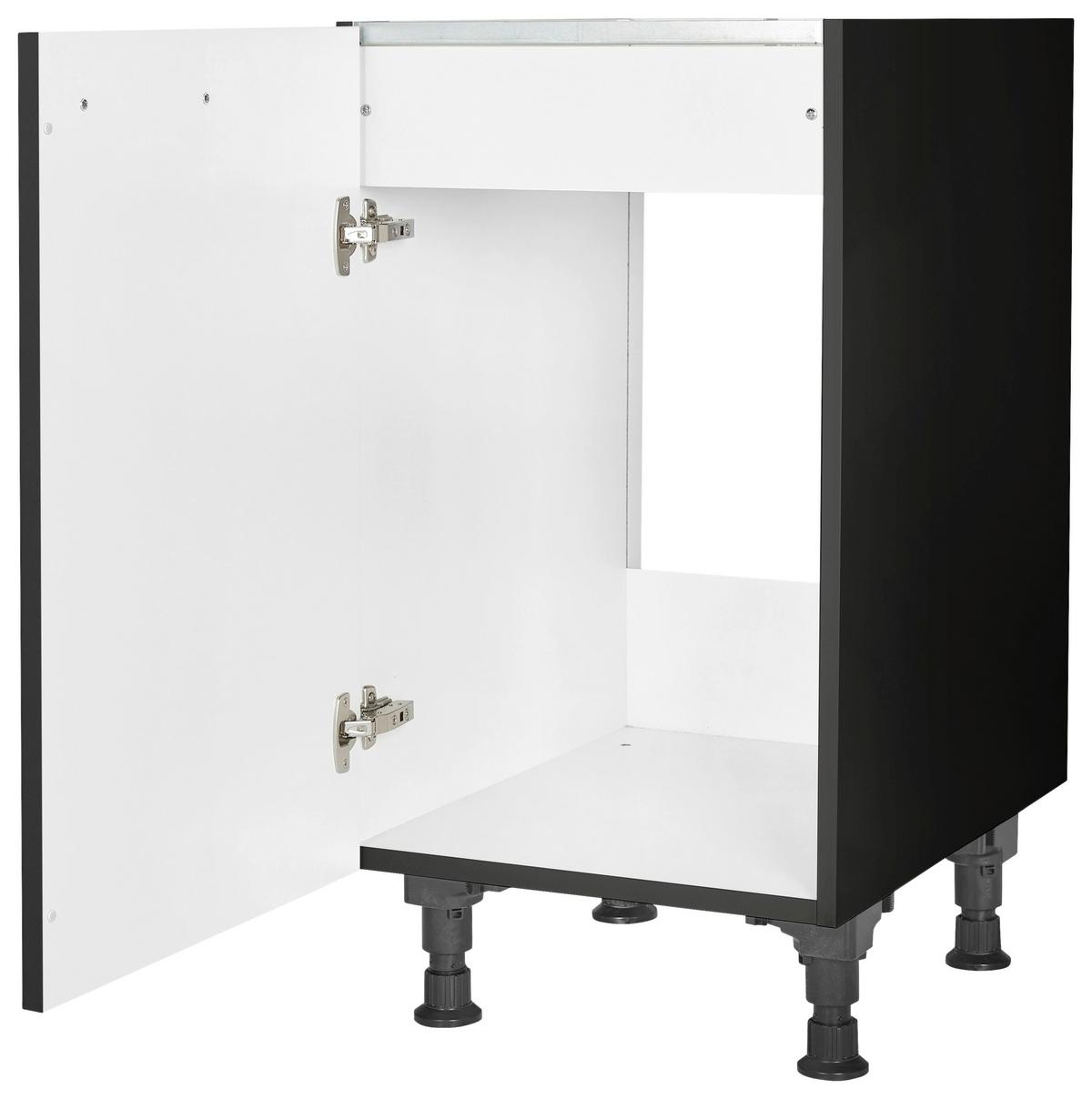 Spülenunterschrank Touch Schwarz - Edelstahlfarben/Schwarz, MODERN, Holzwerkstoff/Metall (45/87/56cm) - Nobilia