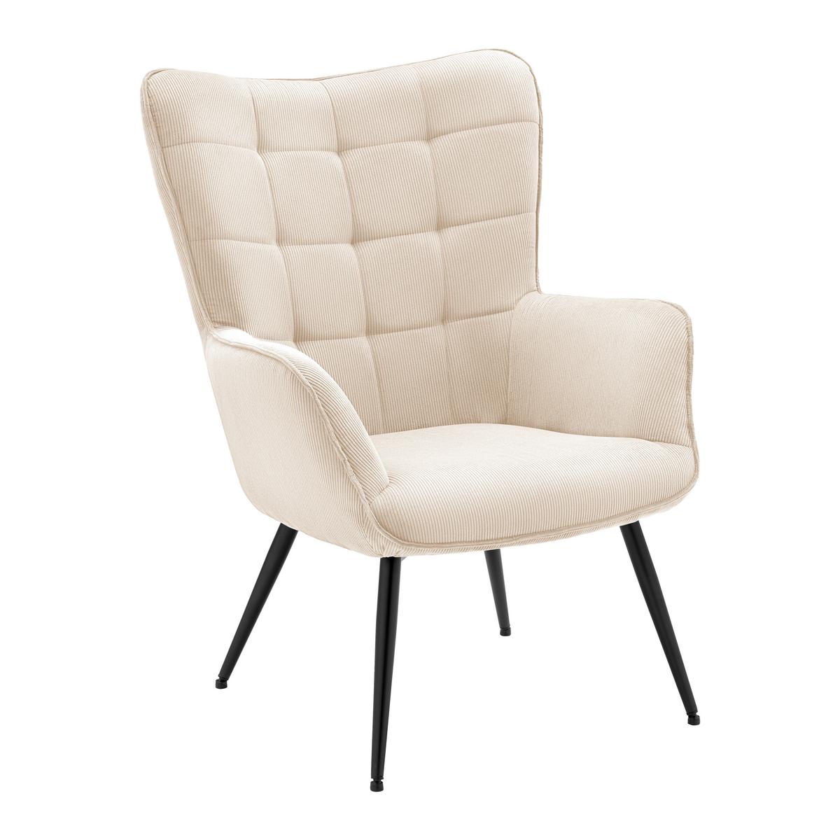 Sessel Gunvor Beige - Beige/Schwarz, MODERN, Holz/Textil (70/99/79cm) - Based