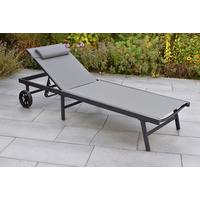 Gartenliege Tessin inkl. Kissen Graphitfarben/Grau - Graphitfarben/Grau, KONVENTIONELL, Textil/Metall (64,5/97,5/201cm) - Gardenson