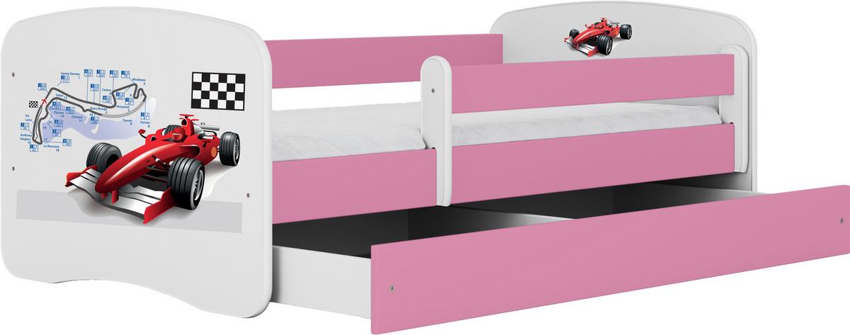 Otroška Postelja Babydreams, Bela, Roza, 80x160cm - pink/bela, Moderno, tekstil/leseni material (80/160cm) - MID.YOU