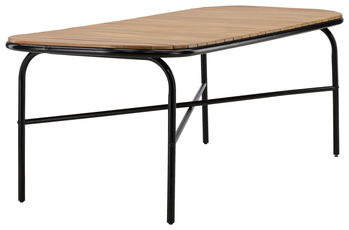 Gartentisch Holmbeck ca. 200x90x75cm Schwarz/Akazie - Schwarz, KONVENTIONELL, Holz/Metall (200/90/75cm) - Gardenson