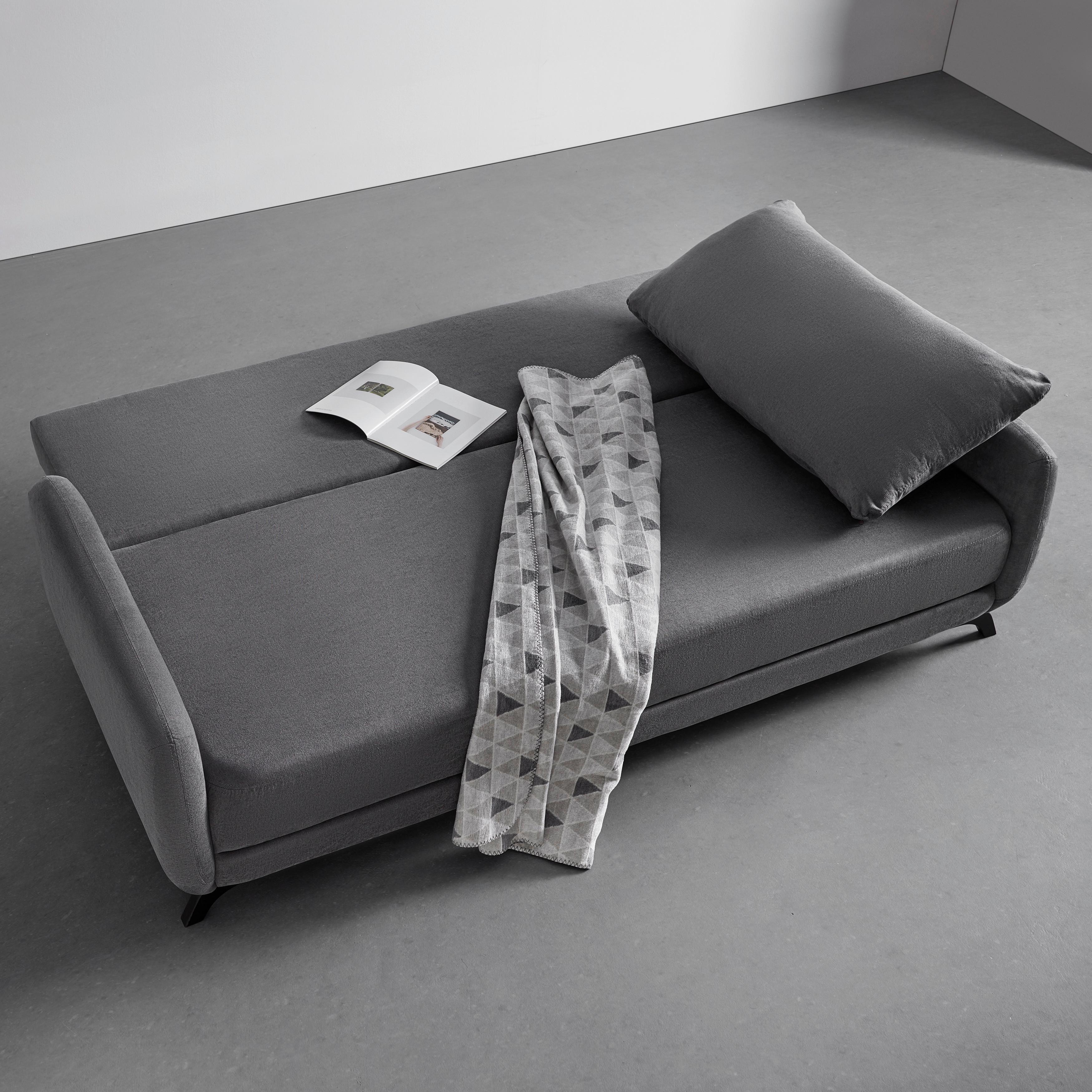 Schlafsofa Oliver Grau Webstoff - Schwarz/Grau, MODERN, Holz/Textil (220/74/93cm) - Bessagi Home