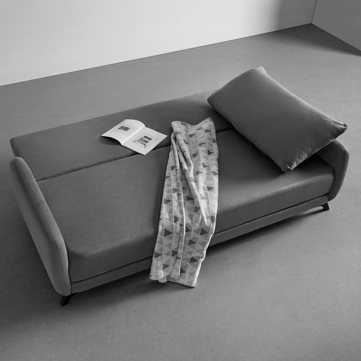 SOFA Z FUNKCJĄ SPANIA OLIVER - czarny/szary, Modern, drewno/tkanina (220/74/93cm) - Bessagi Home