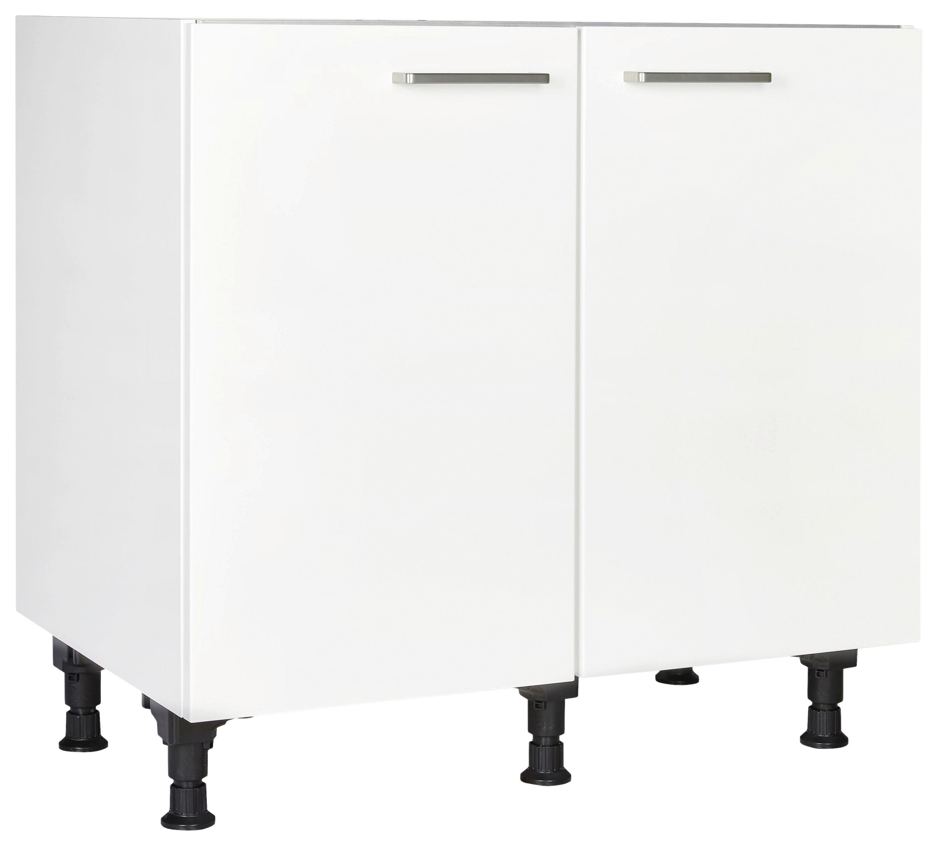 Spülenunterschrank Touch Weiß - Edelstahlfarben/Weiß, MODERN, Holzwerkstoff/Metall (90/87/56cm) - Nobilia