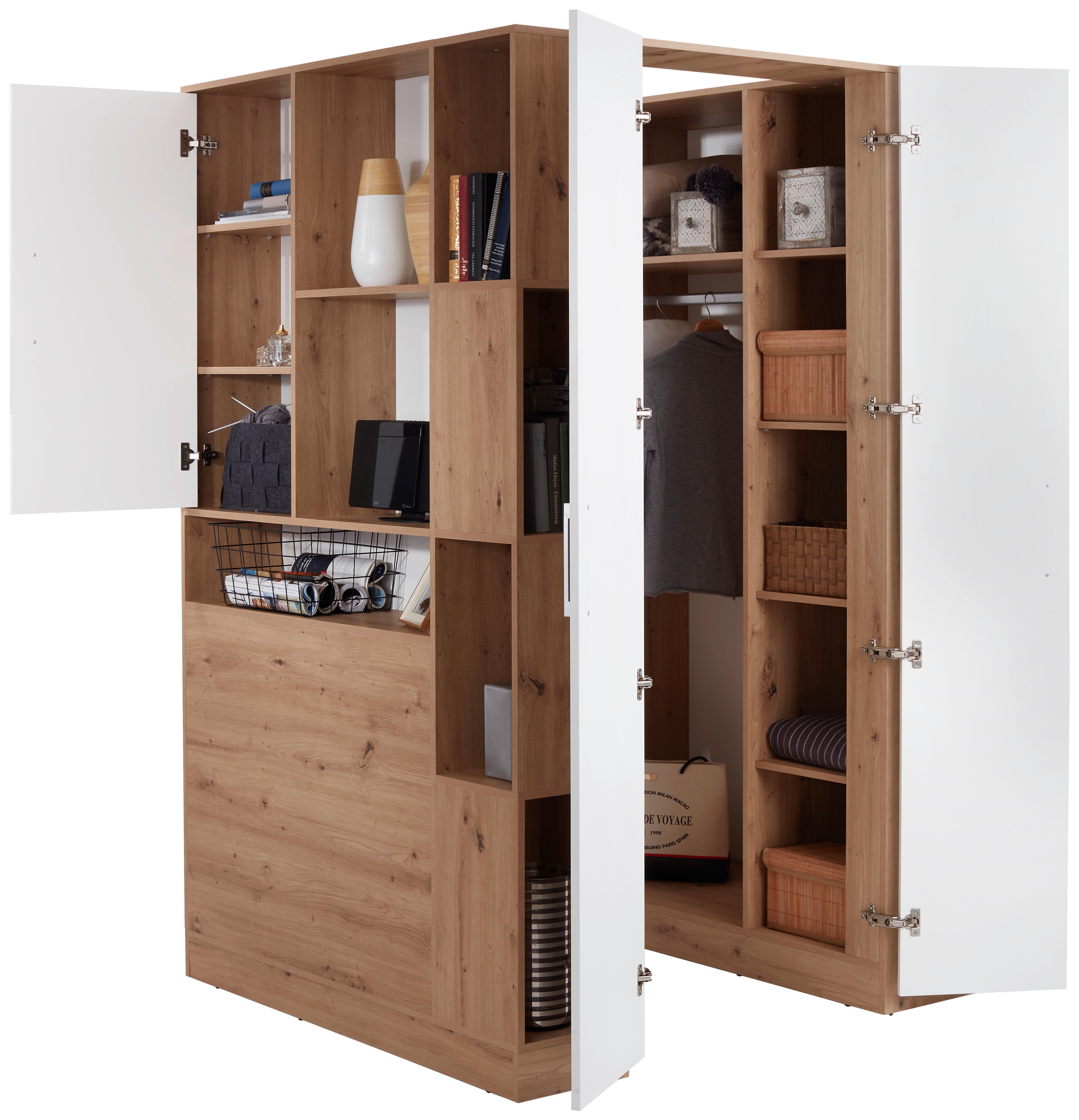 Ormar Kutni Box - bijela/hrast Artisan, Moderno, drvni materijal (120/205/150cm) - Modern Living