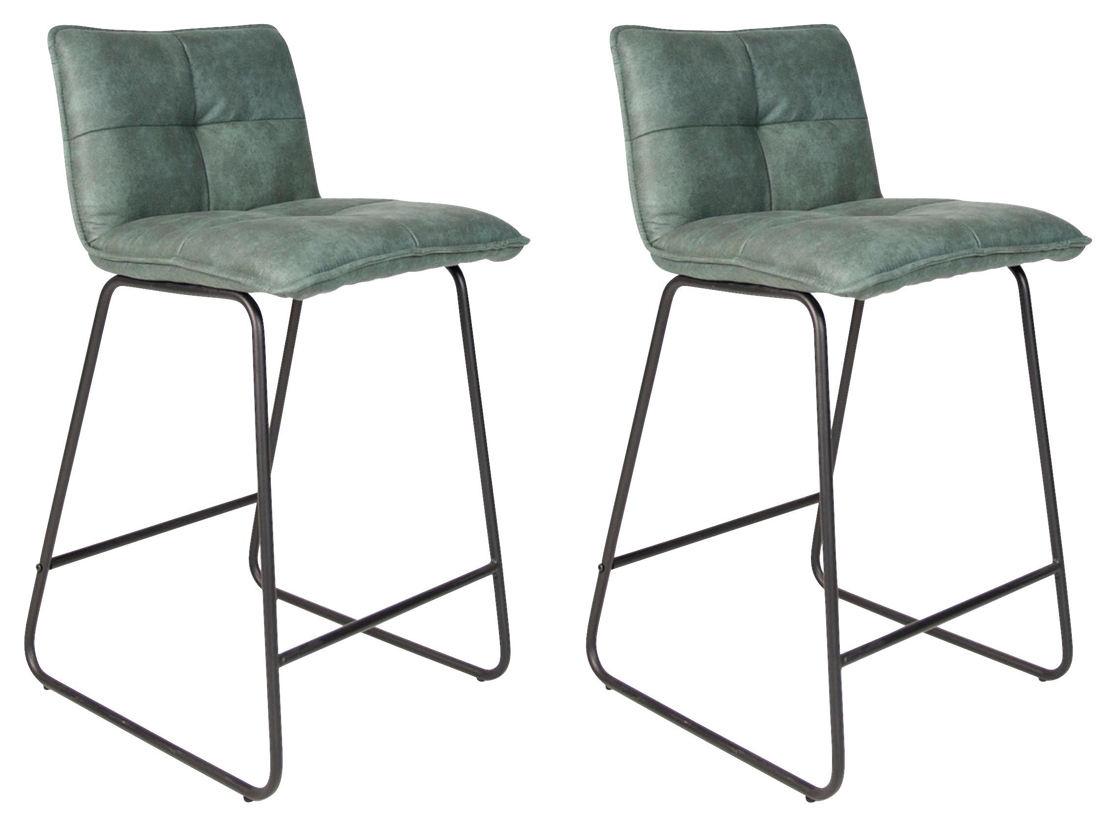 Barhocker-Set Jeremy 2er-Set ca. 44x87 cm Grün - Schwarz/Mintgrün, KONVENTIONELL, Textil/Metall (44/87/50cm) - MID.YOU