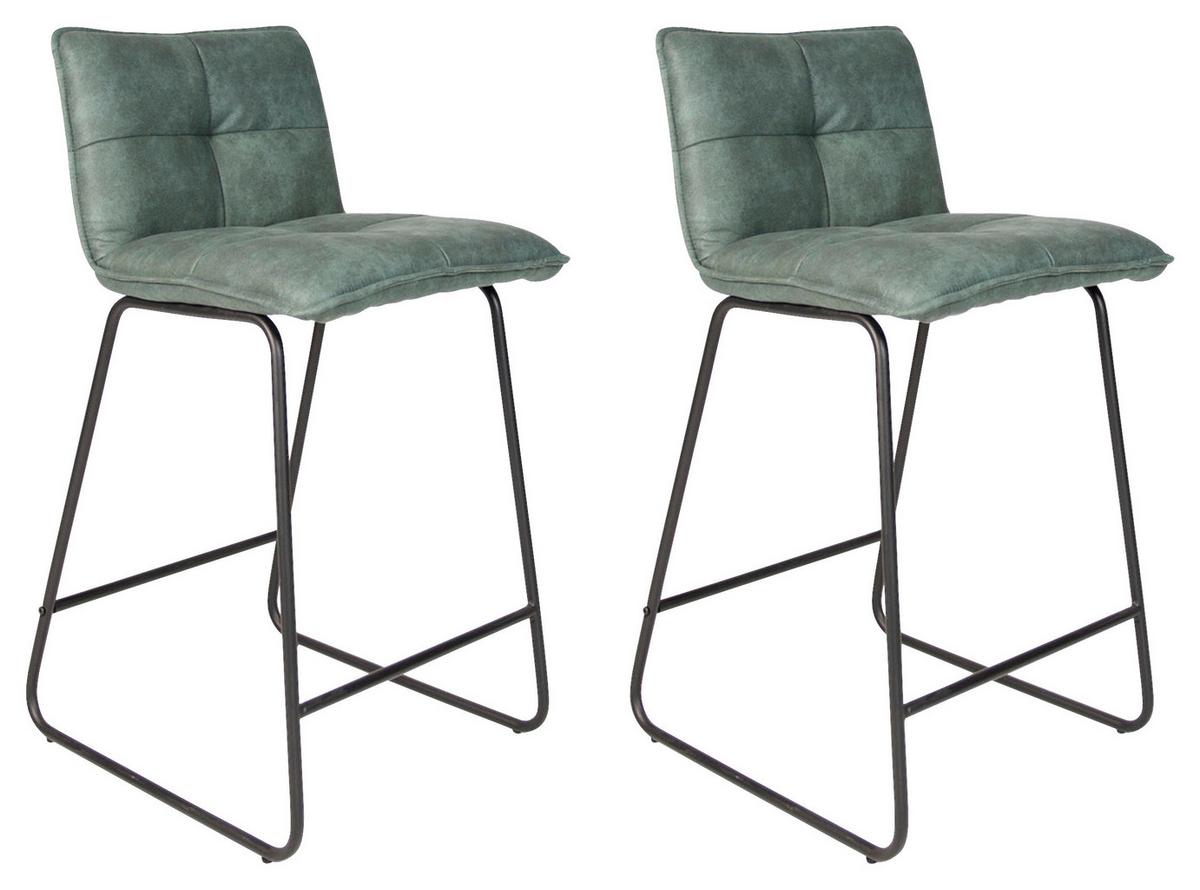 Barhocker-Set Jeremy 2er-Set ca. 44x87 cm Grün - Schwarz/Mintgrün, KONVENTIONELL, Textil/Metall (44/87/50cm) - MID.YOU